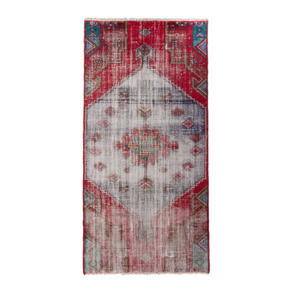 Persian Zanjan runner rug in cream and deep red, 2'9" x 5'9"