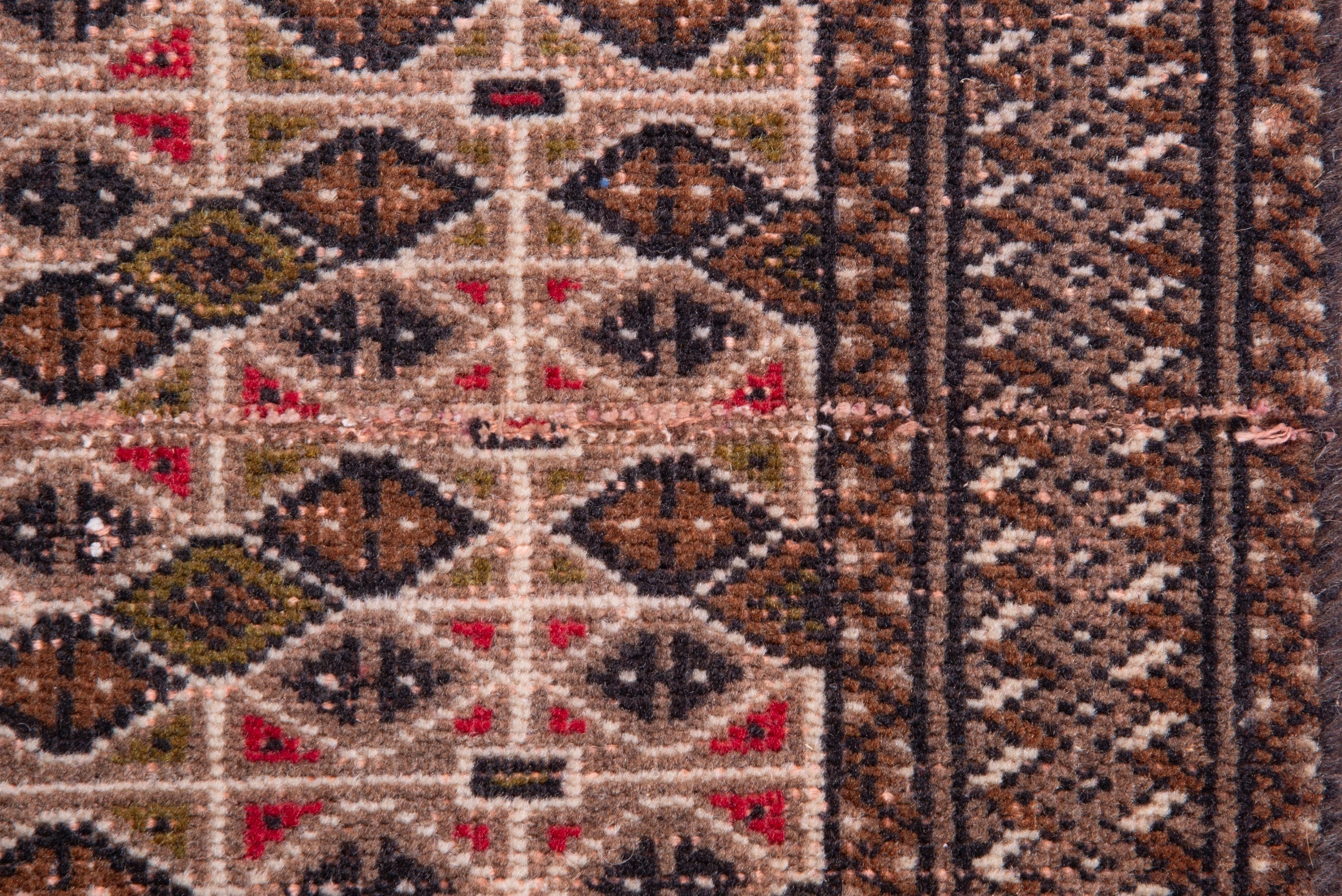 Persian Torkaman accent rug in terracotta and dark brown, view 10 of 16