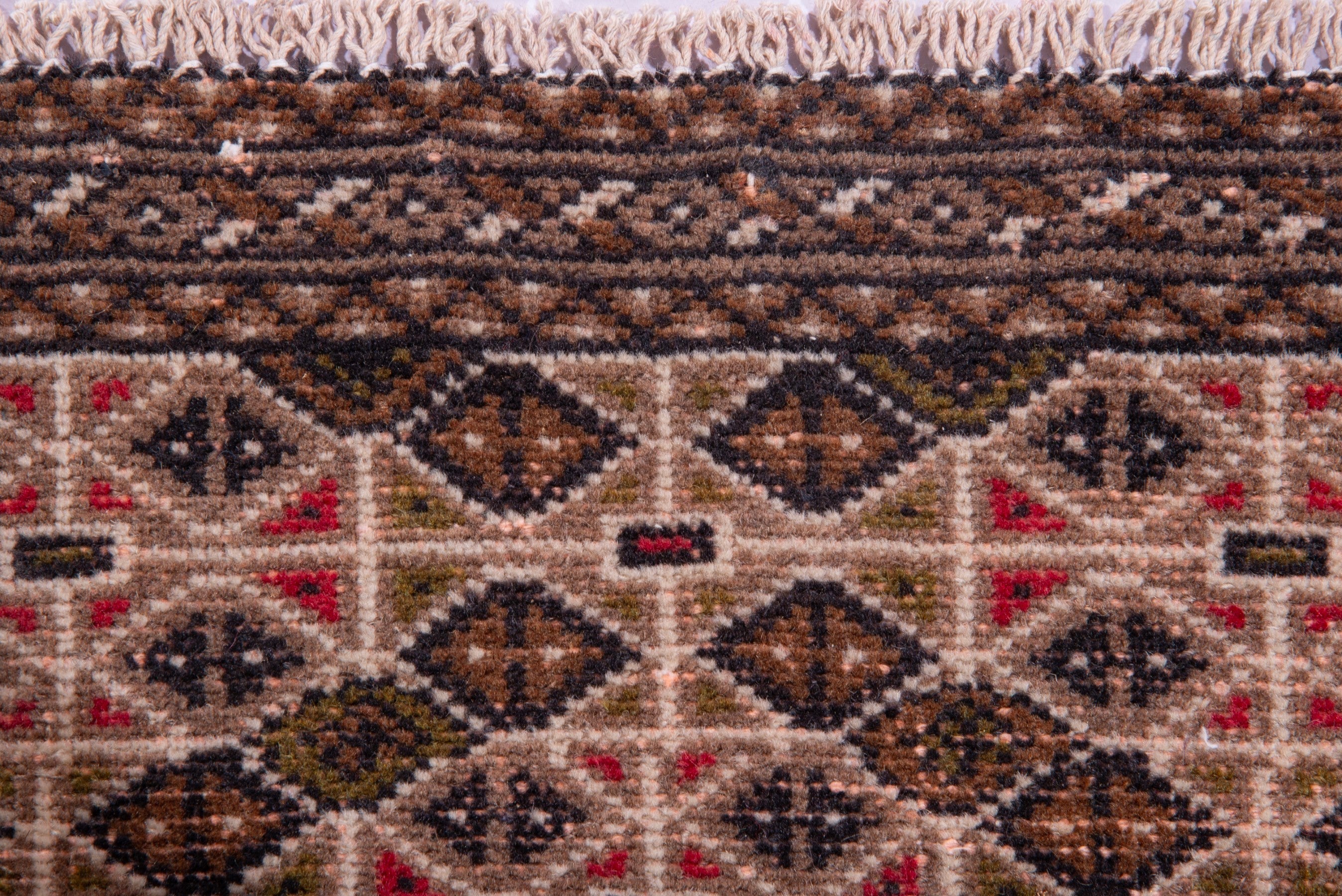 Persian Torkaman accent rug in terracotta and dark brown, view 15 of 16