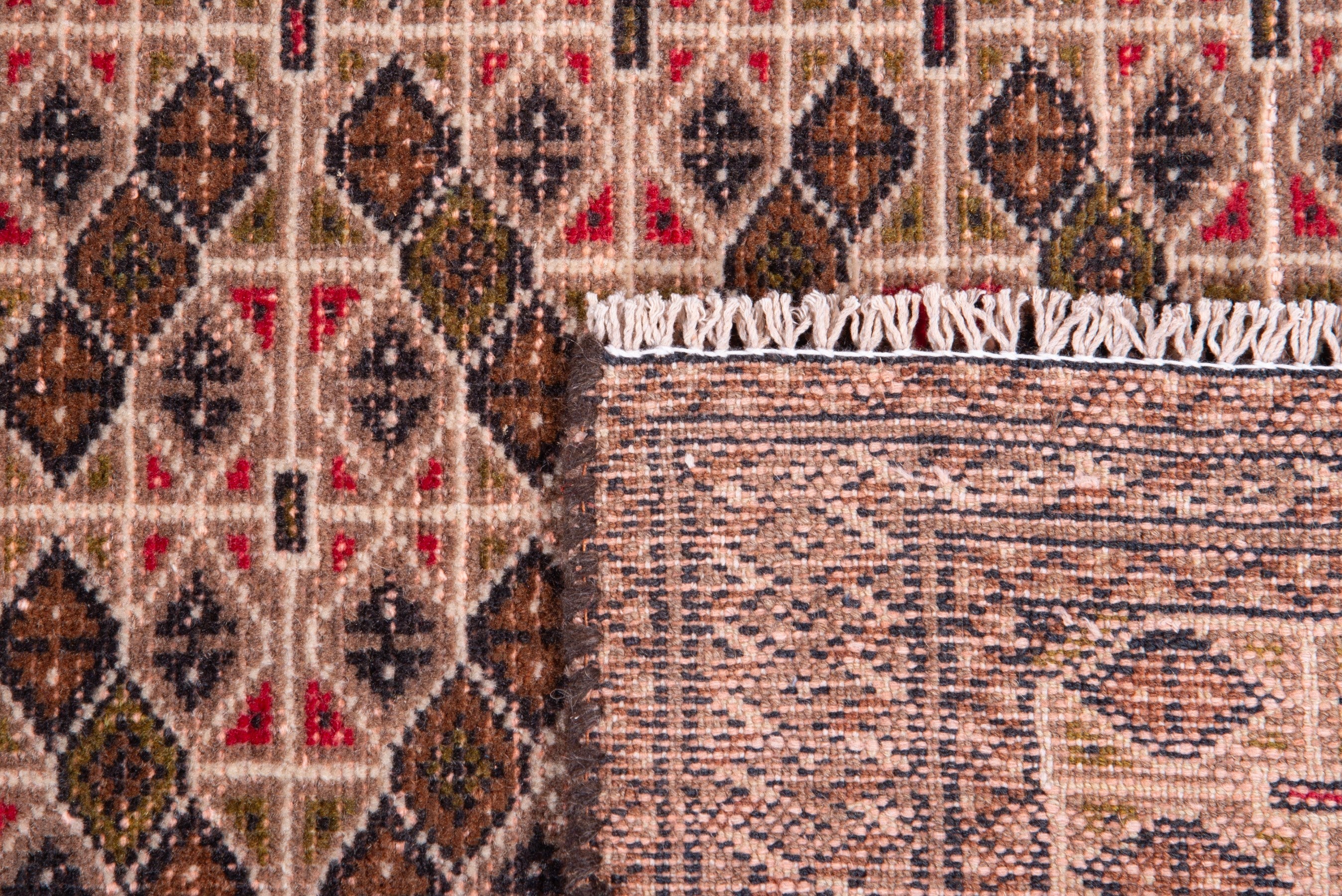 Persian Torkaman accent rug in terracotta and dark brown, view 16 of 16