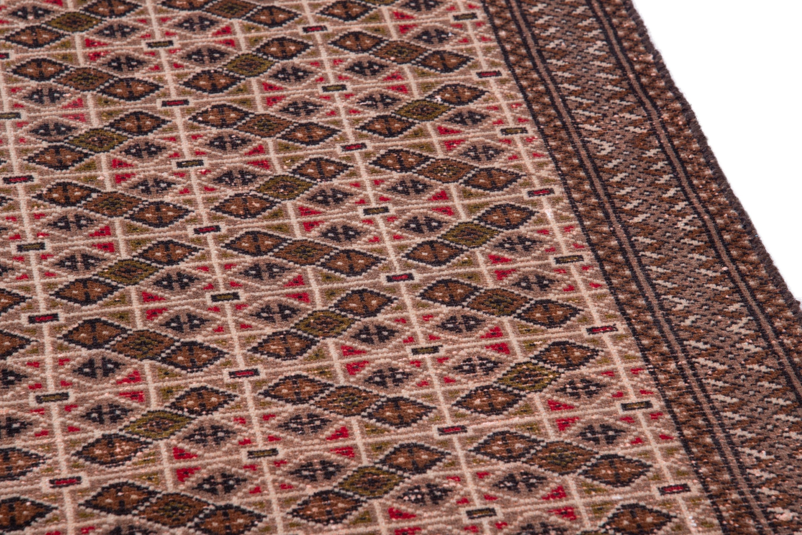 Persian Torkaman accent rug in terracotta and dark brown, view 7 of 16