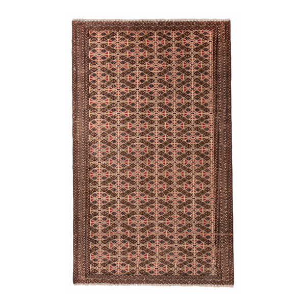 Persian Torkaman accent rug in terracotta and dark brown, 3'3" x 5'6"