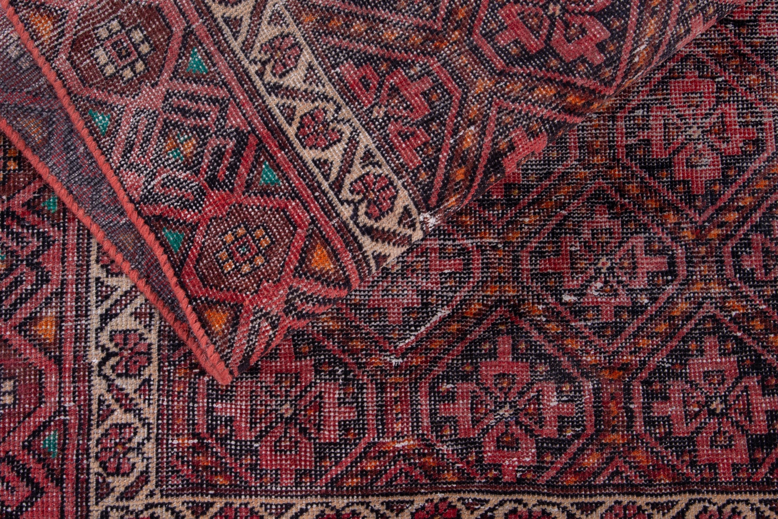 Persian Baluch accent rug in deep red and cream, view 14 of 16