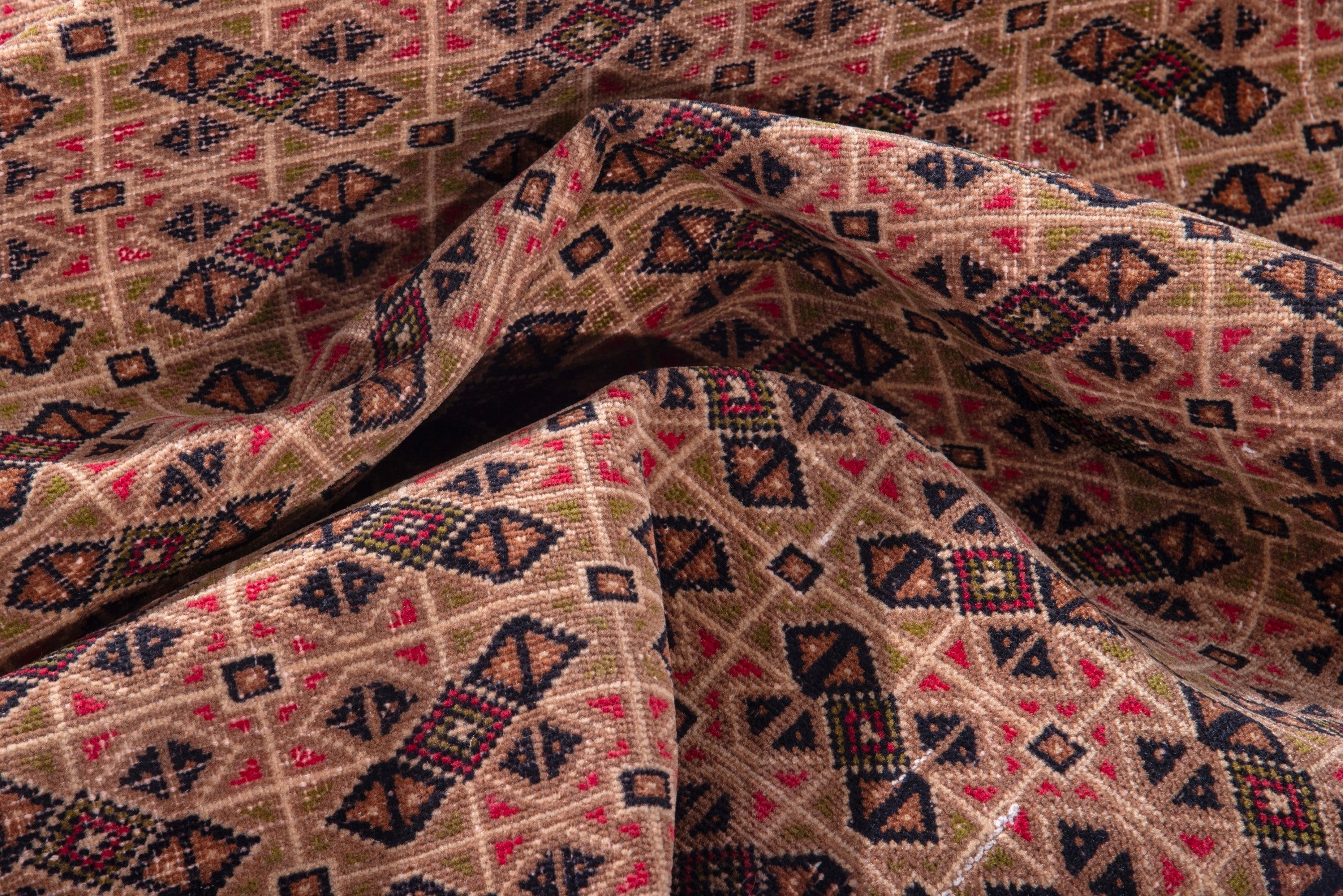 Persian Torkaman accent rug in rose and faded red, view 16 of 19