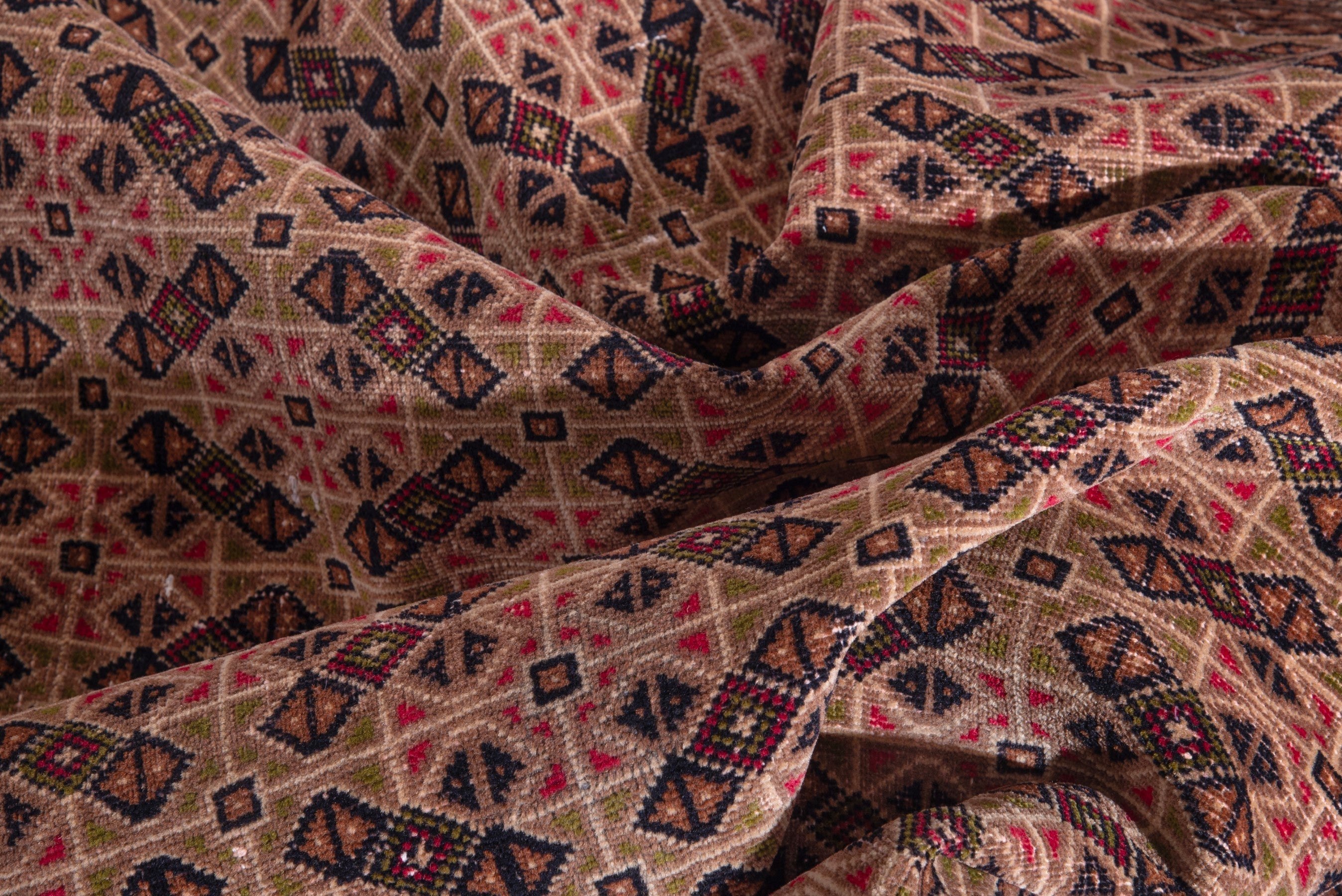 Persian Torkaman accent rug in rose and faded red, view 18 of 19