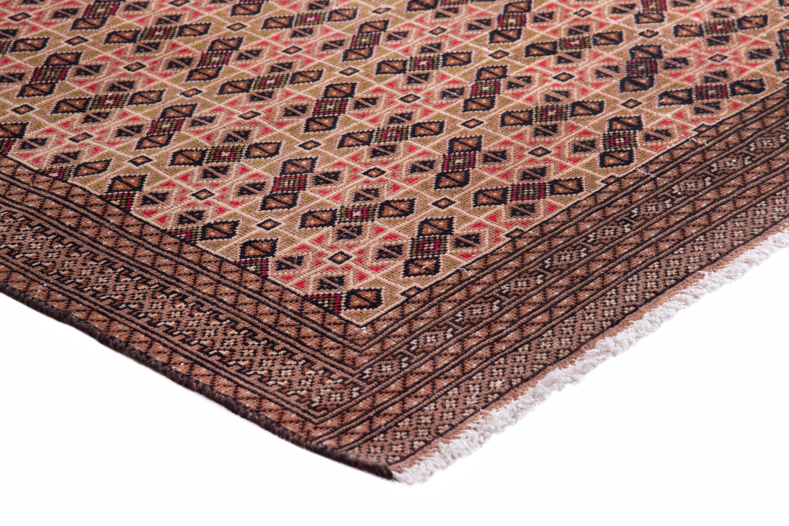 Persian Torkaman accent rug in rose and faded red, view 6 of 19
