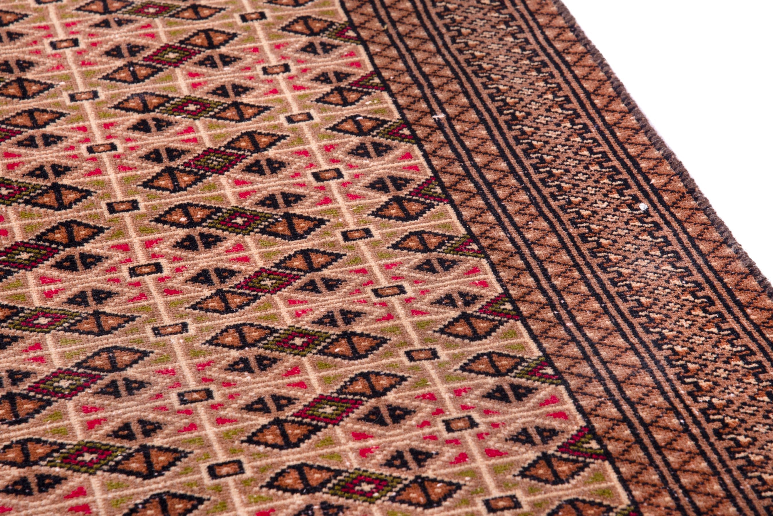 Persian Torkaman accent rug in rose and faded red, view 7 of 19