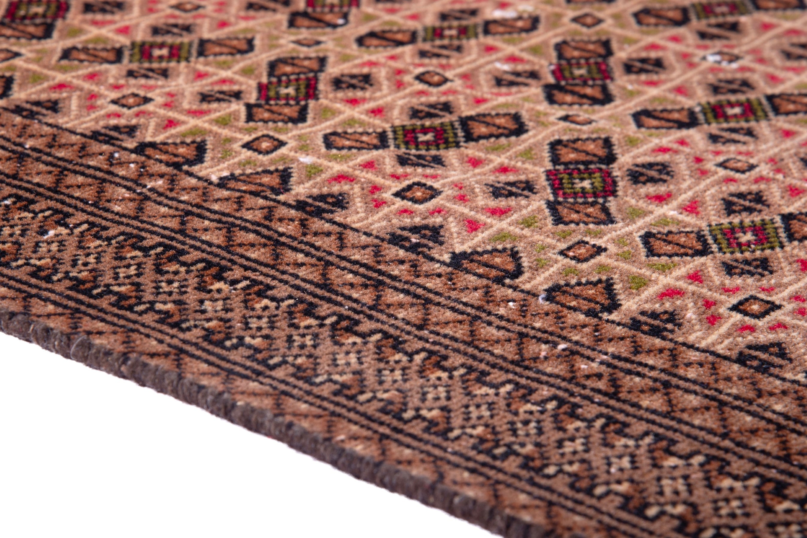 Persian Torkaman accent rug in rose and faded red, view 8 of 19