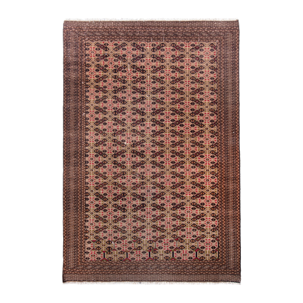 Persian Torkaman accent rug in rose and faded red, 4' x 6'2"