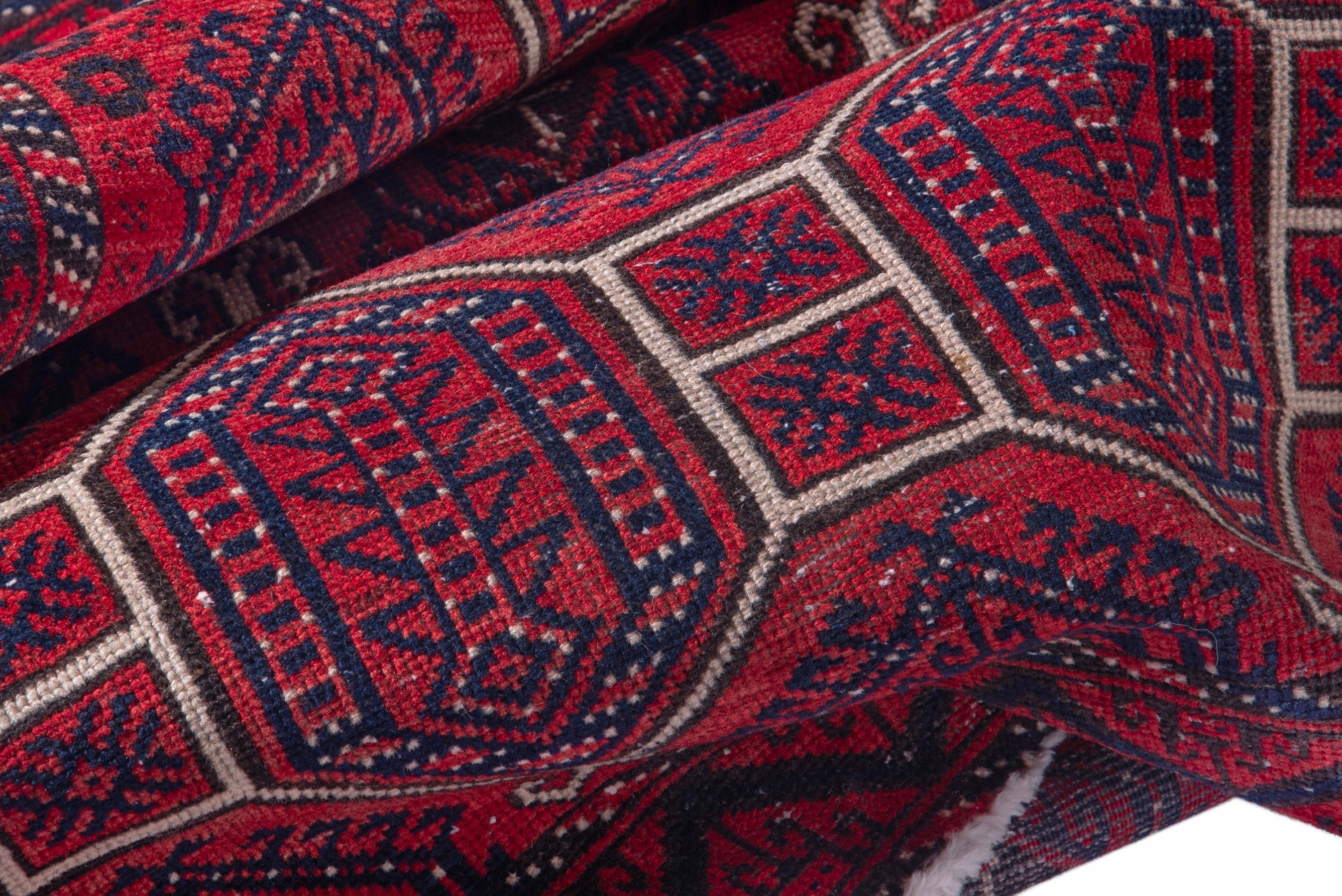Persian Baluch runner rug in deep red and burgundy, view 15 of 17