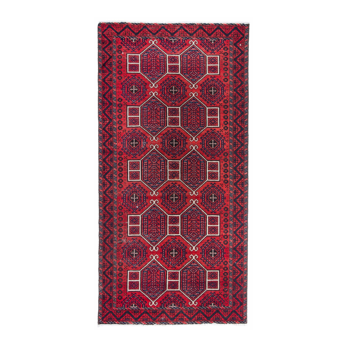 Persian Baluch runner rug in deep red and burgundy, 2'11" x 6'1"