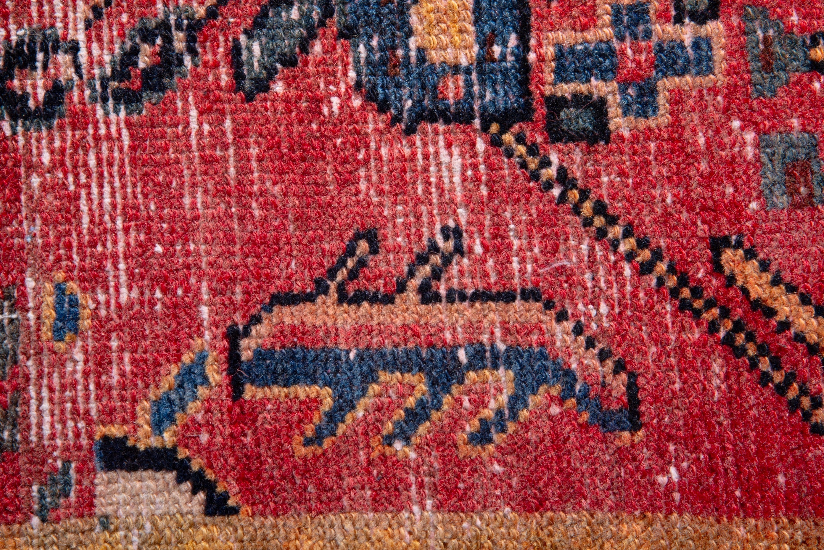 Persian Hamedan accent rug in faded red and navy, view 11 of 16
