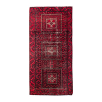Persian Baluch runner rug in deep red and faded red, 3' x 6'5"