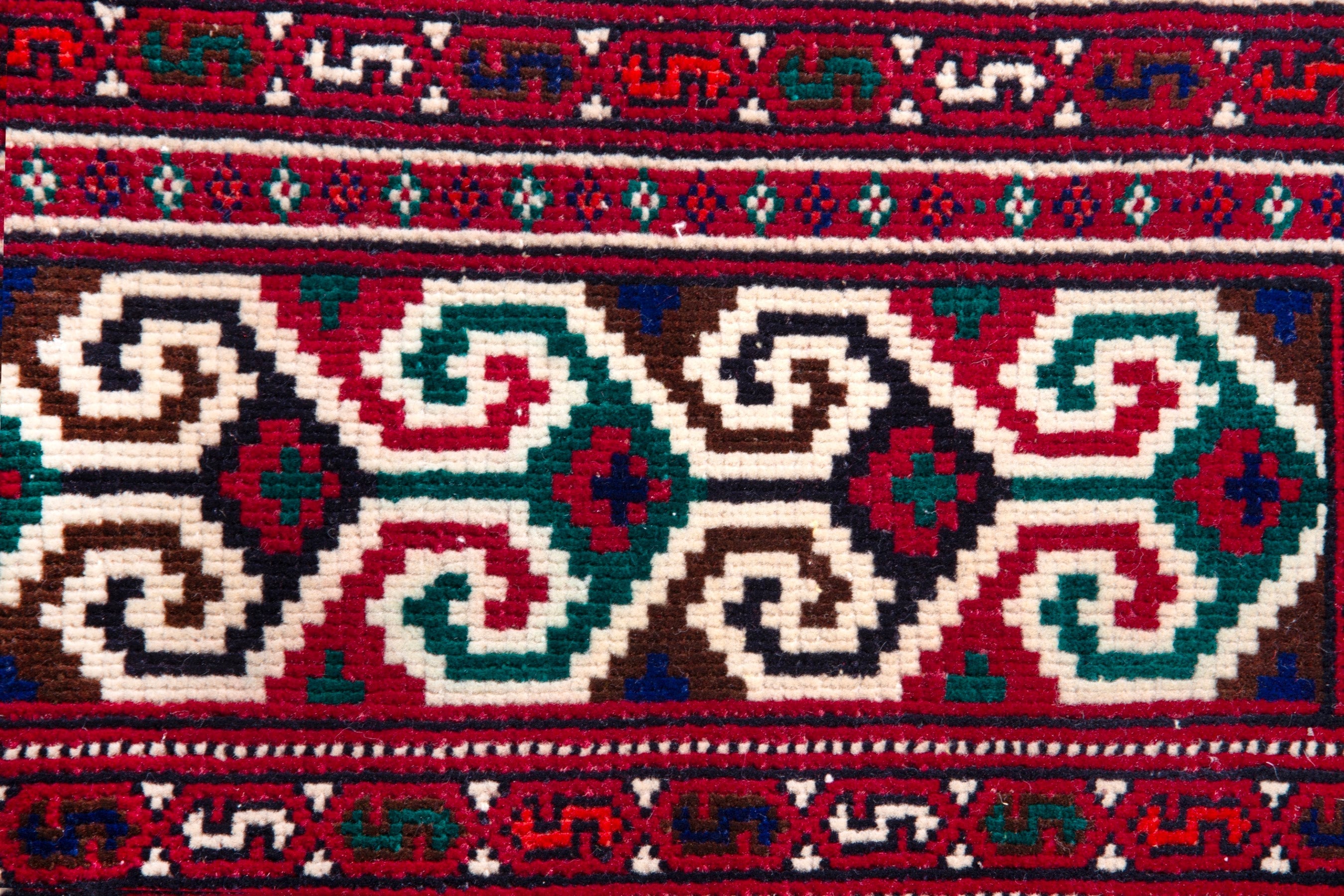 Persian Baluch accent rug in burgundy and cream, view 11 of 14