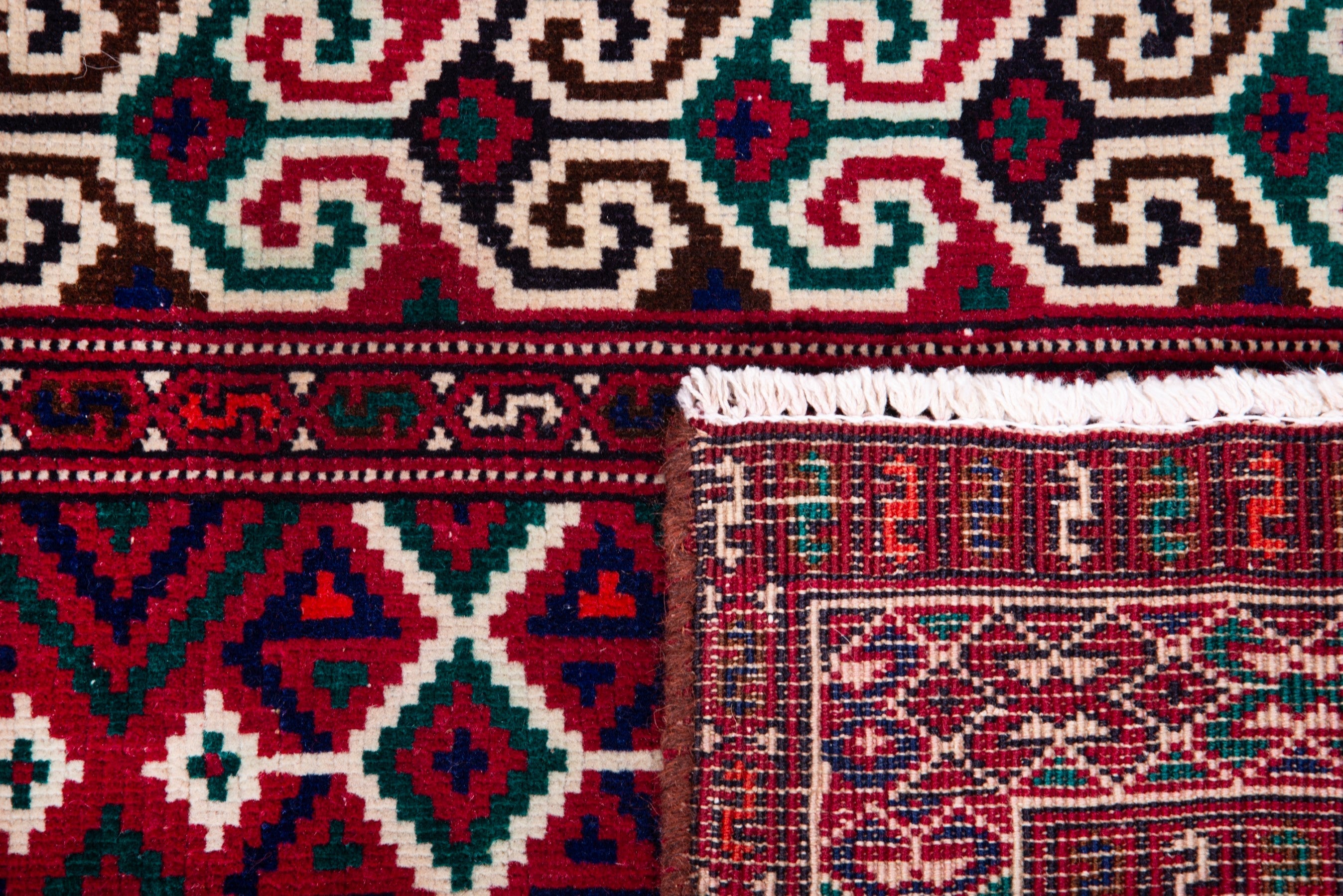Persian Baluch accent rug in burgundy and cream, view 14 of 14