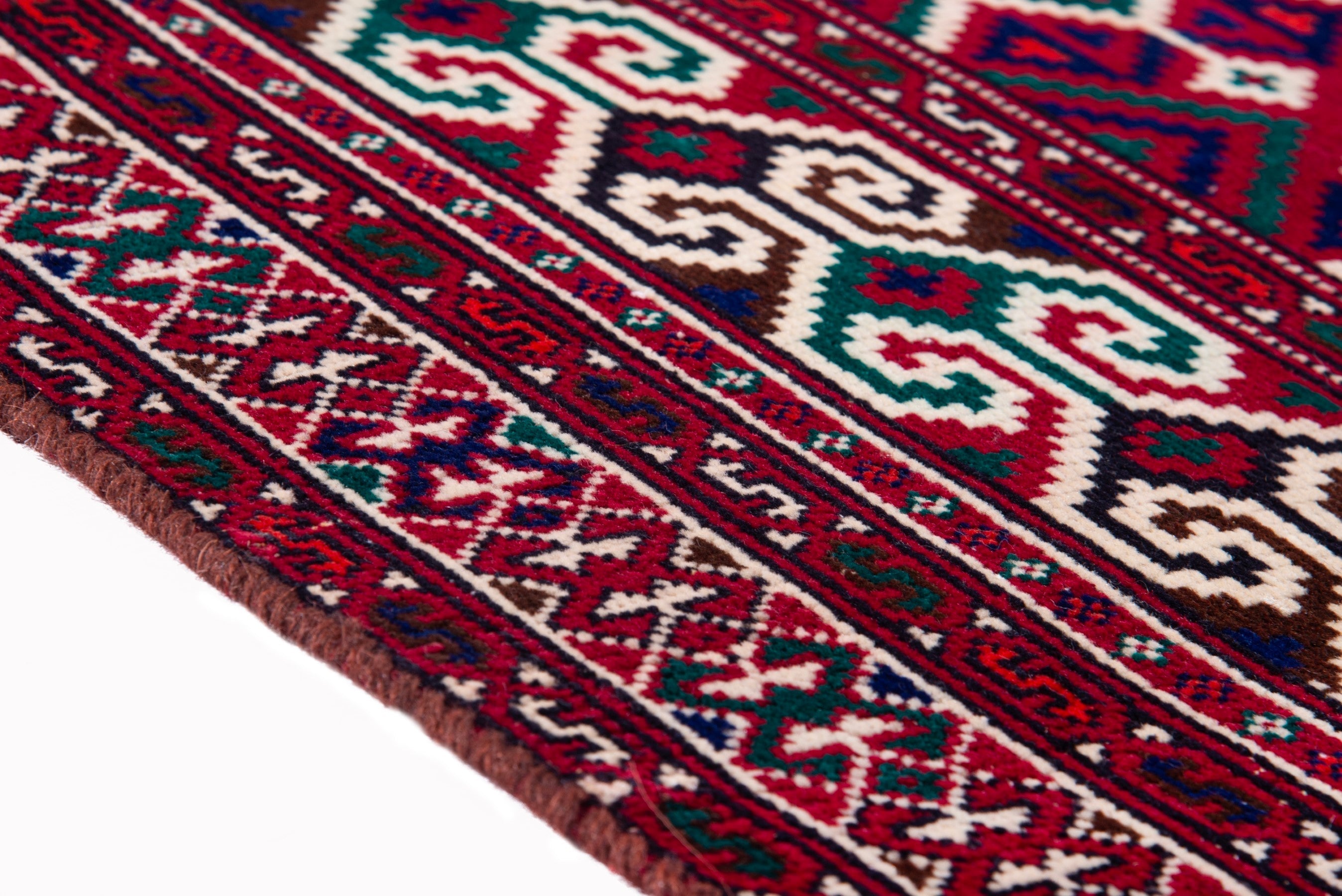 Persian Baluch accent rug in burgundy and cream, view 8 of 14