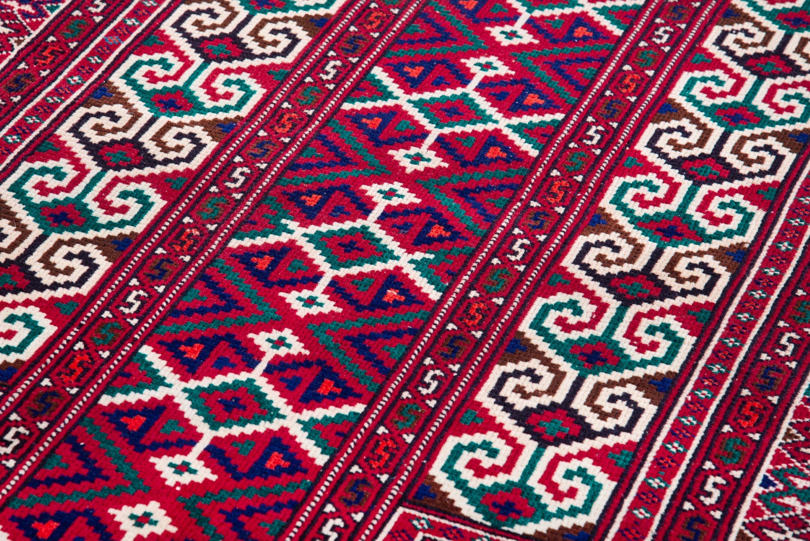 Persian Baluch accent rug in burgundy and cream, view 10 of 14