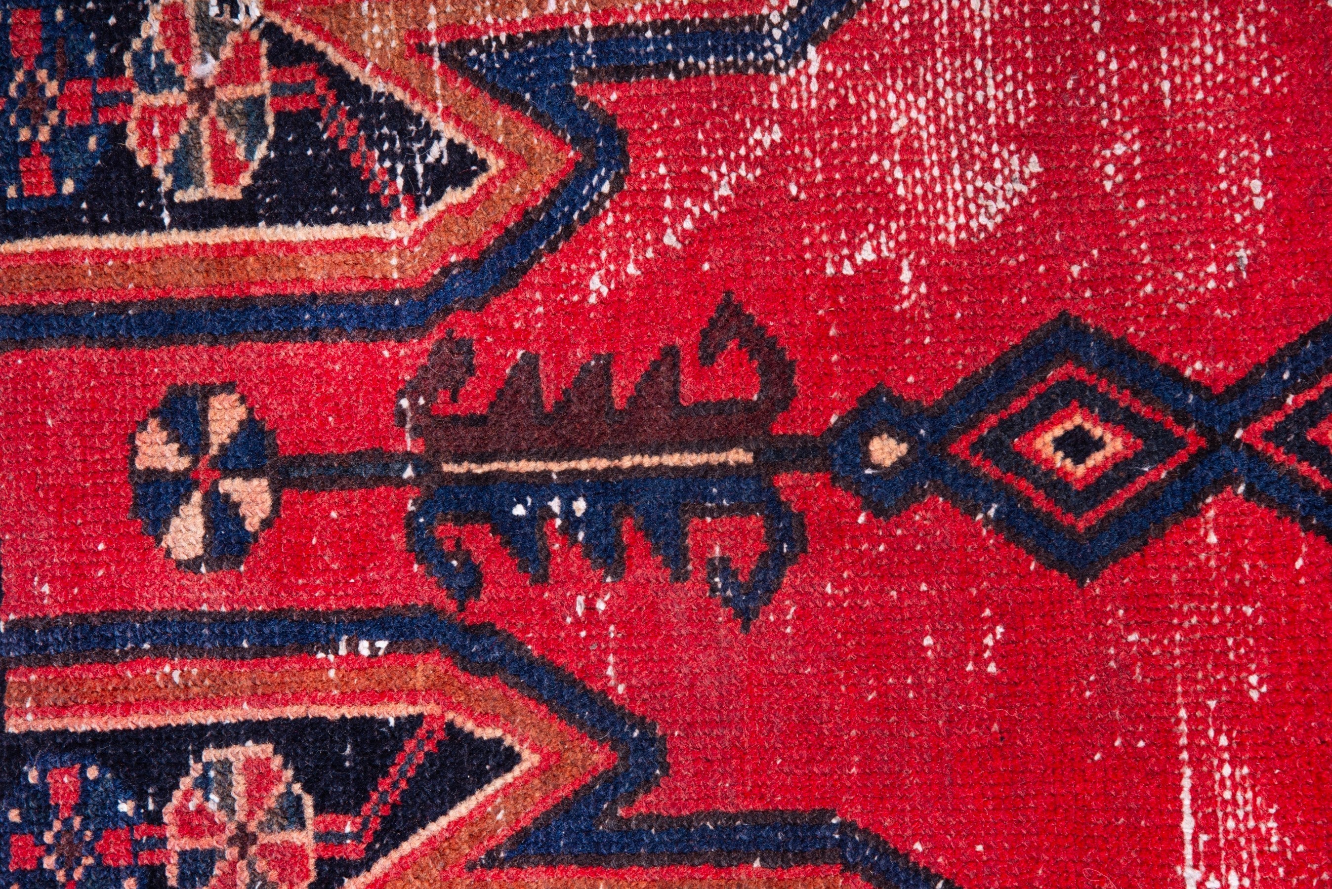 Persian Saveh accent rug in deep red and navy, view 11 of 17