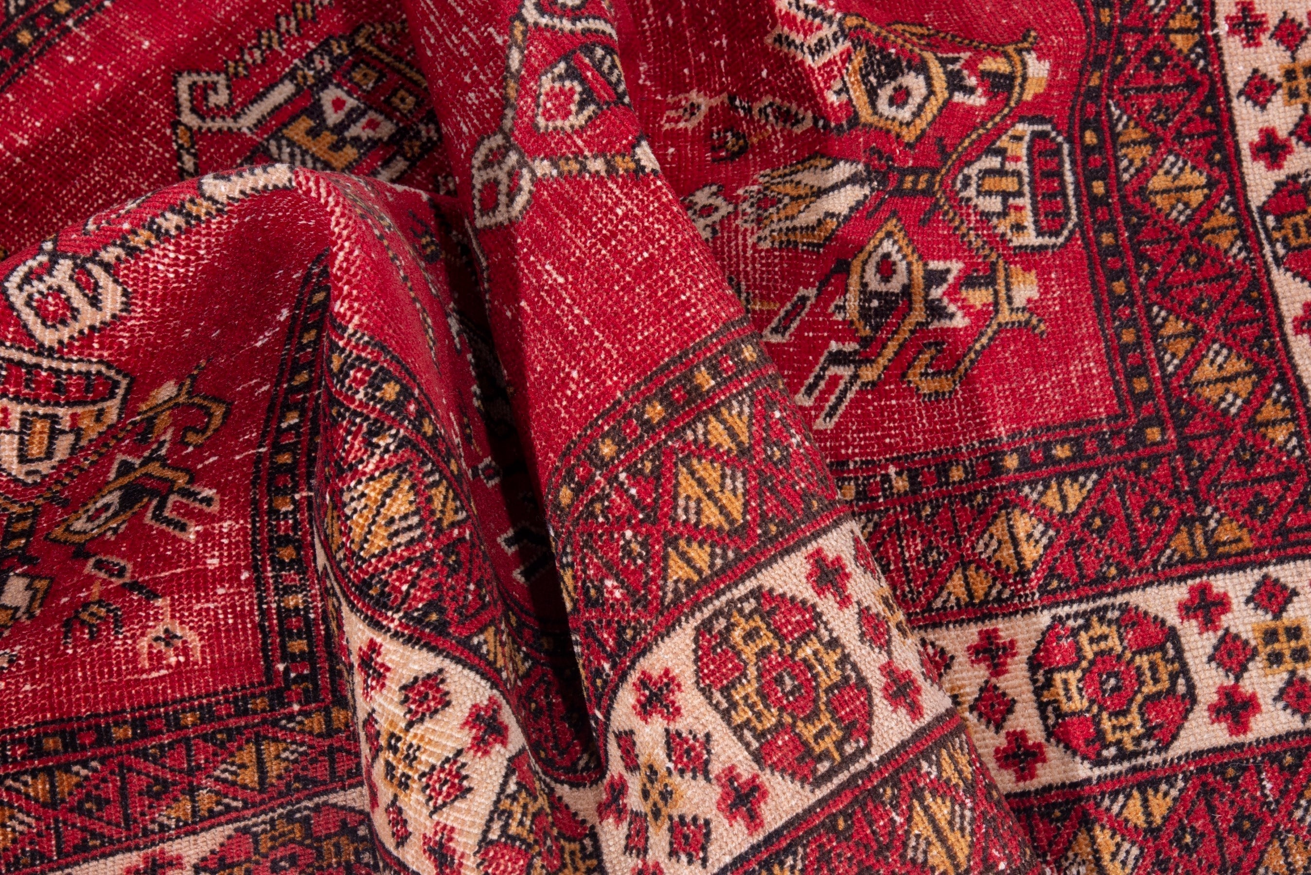 Persian Ferdos accent rug in deep red and burgundy, view 16 of 17