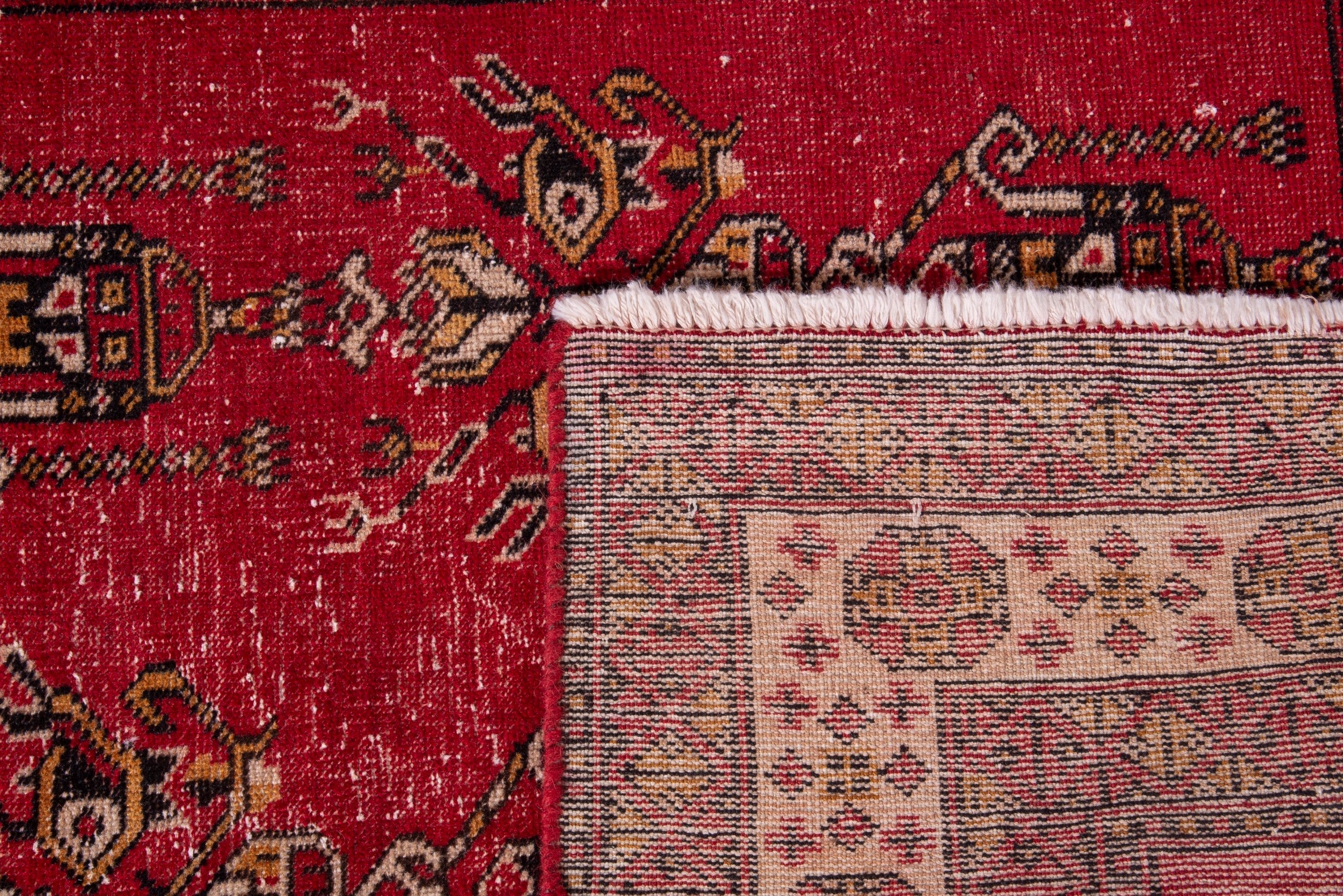 Persian Ferdos accent rug in deep red and burgundy, view 17 of 17