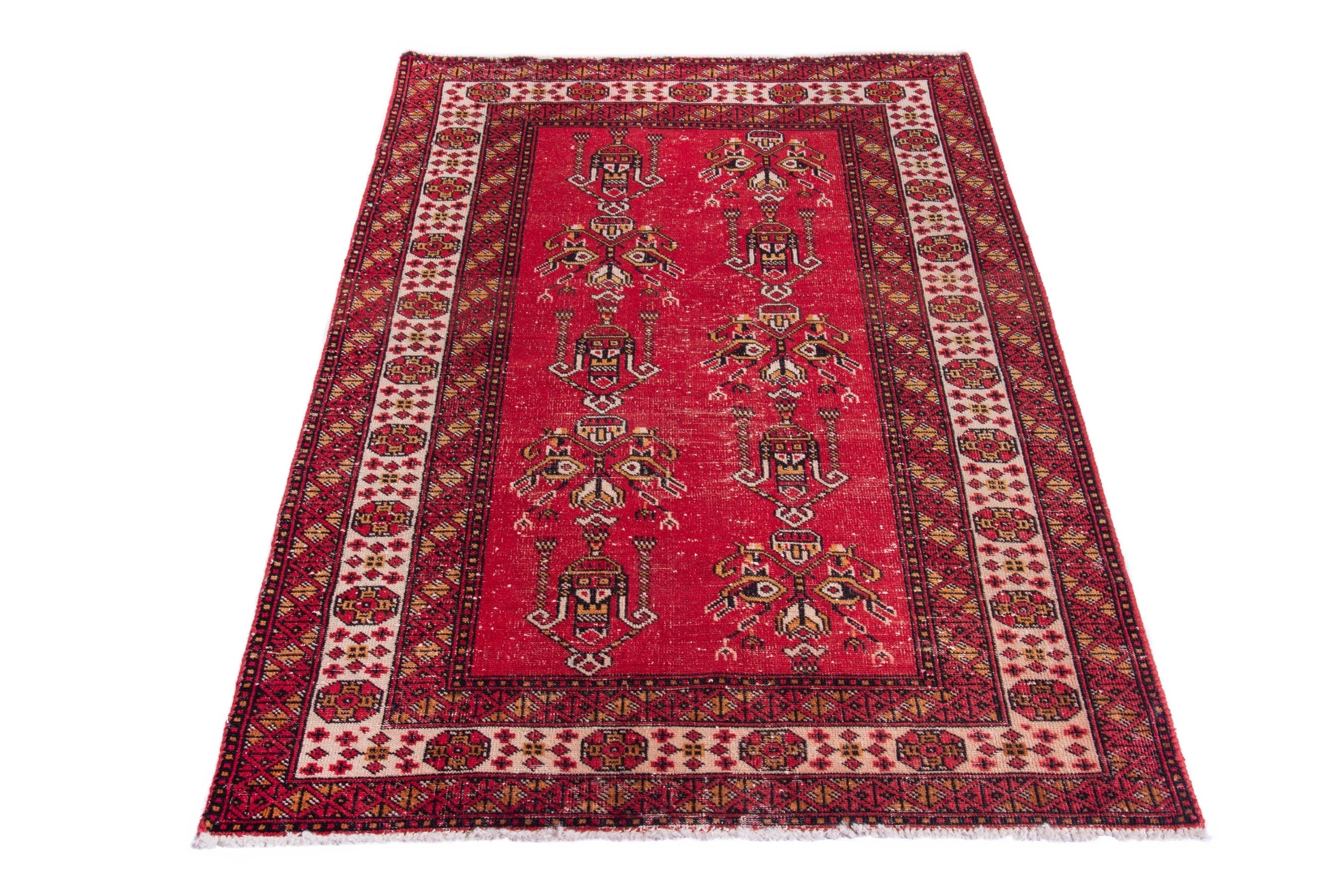 Persian Ferdos accent rug in deep red and burgundy, view 3 of 17