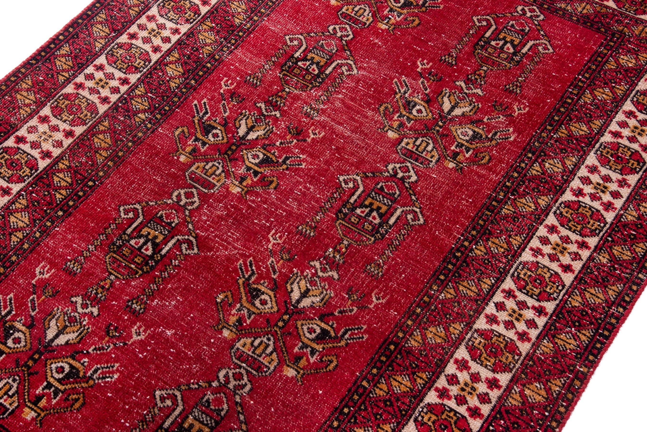 Persian Ferdos accent rug in deep red and burgundy, view 4 of 17