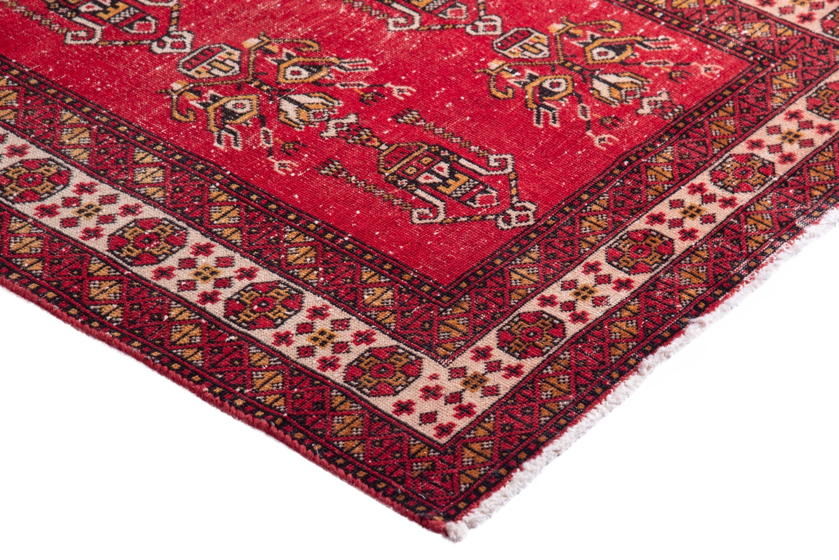 Persian Ferdos accent rug in deep red and burgundy, view 6 of 17