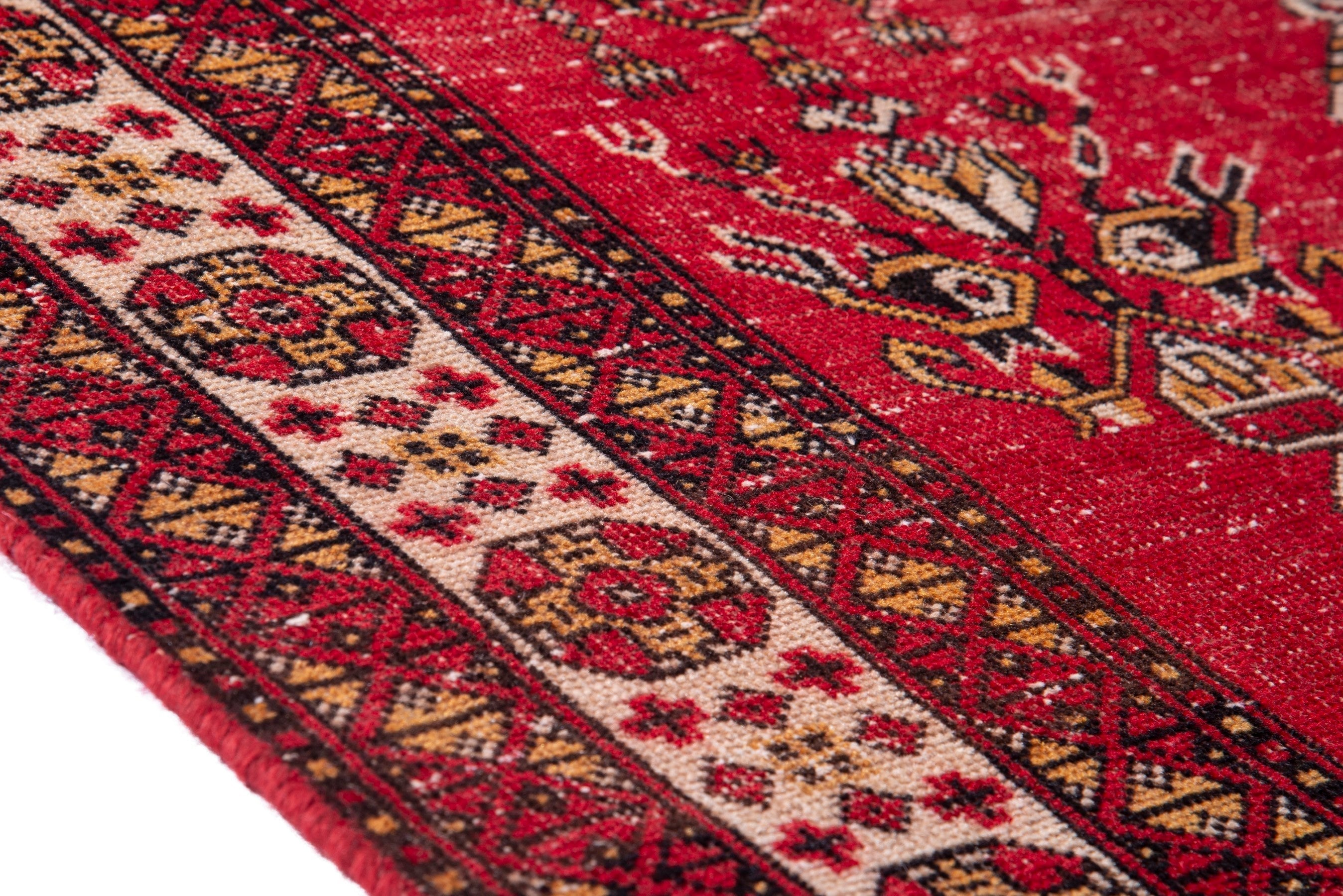 Persian Ferdos accent rug in deep red and burgundy, view 8 of 17