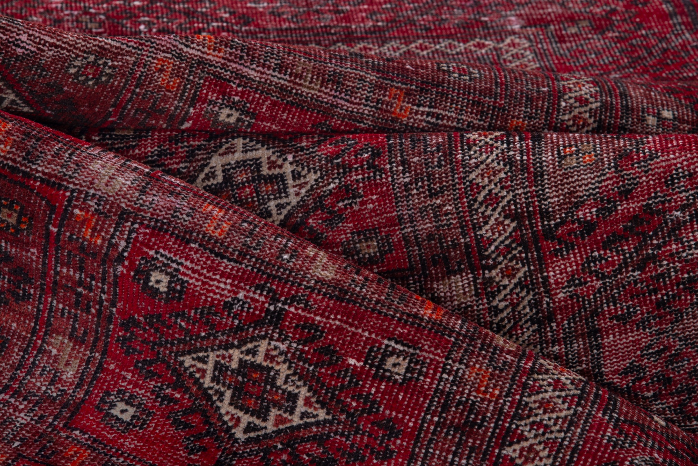 Persian Baluch runner rug in burgundy and faded red, view 14 of 17