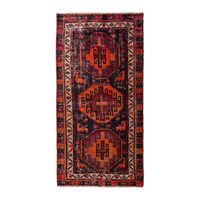 Persian Hamadan runner rug in burgundy and burnt orange, 3'1" x 6'5"