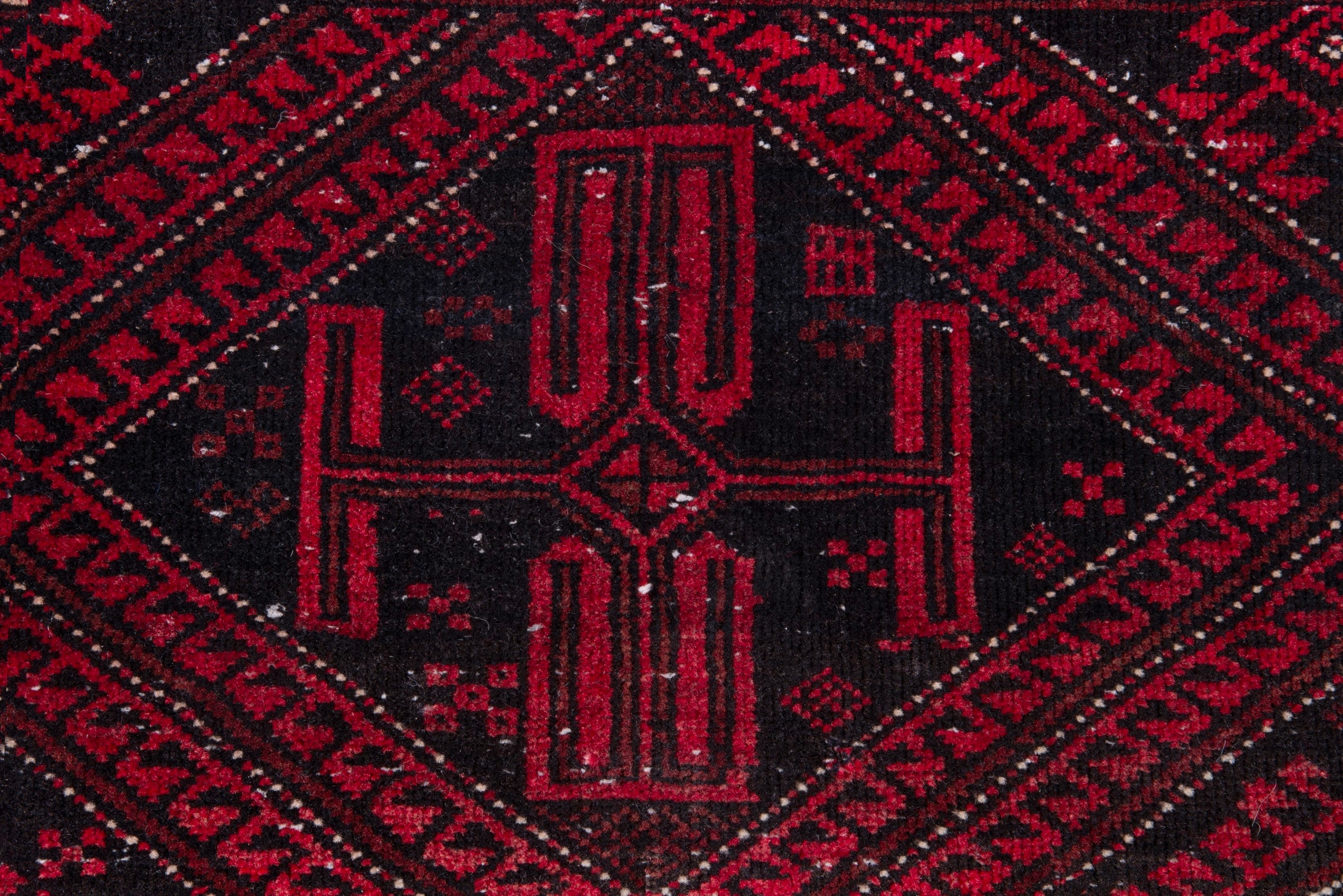 Persian Baluch runner rug in burgundy and deep red, view 11 of 16