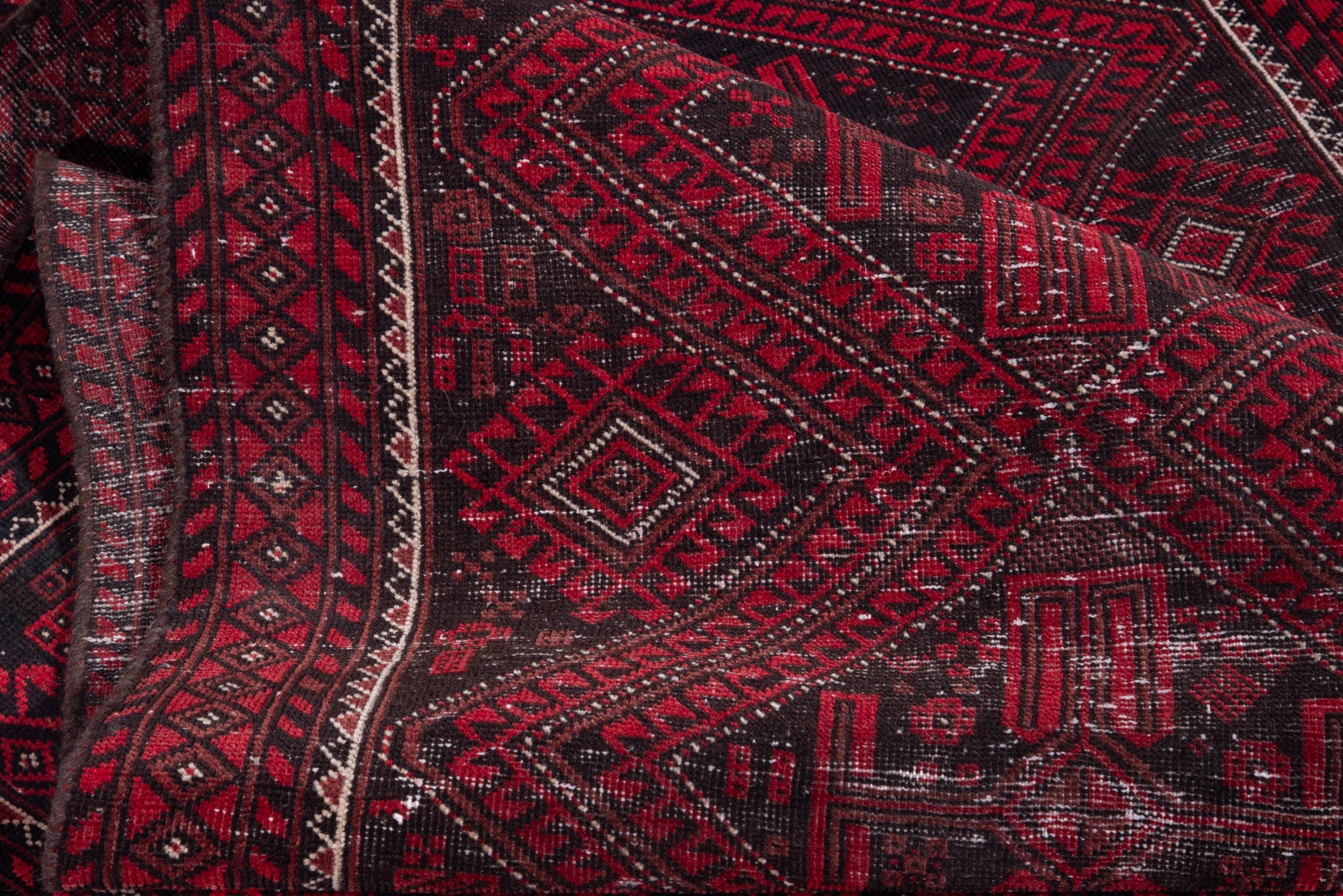 Persian Baluch runner rug in burgundy and deep red, view 15 of 16