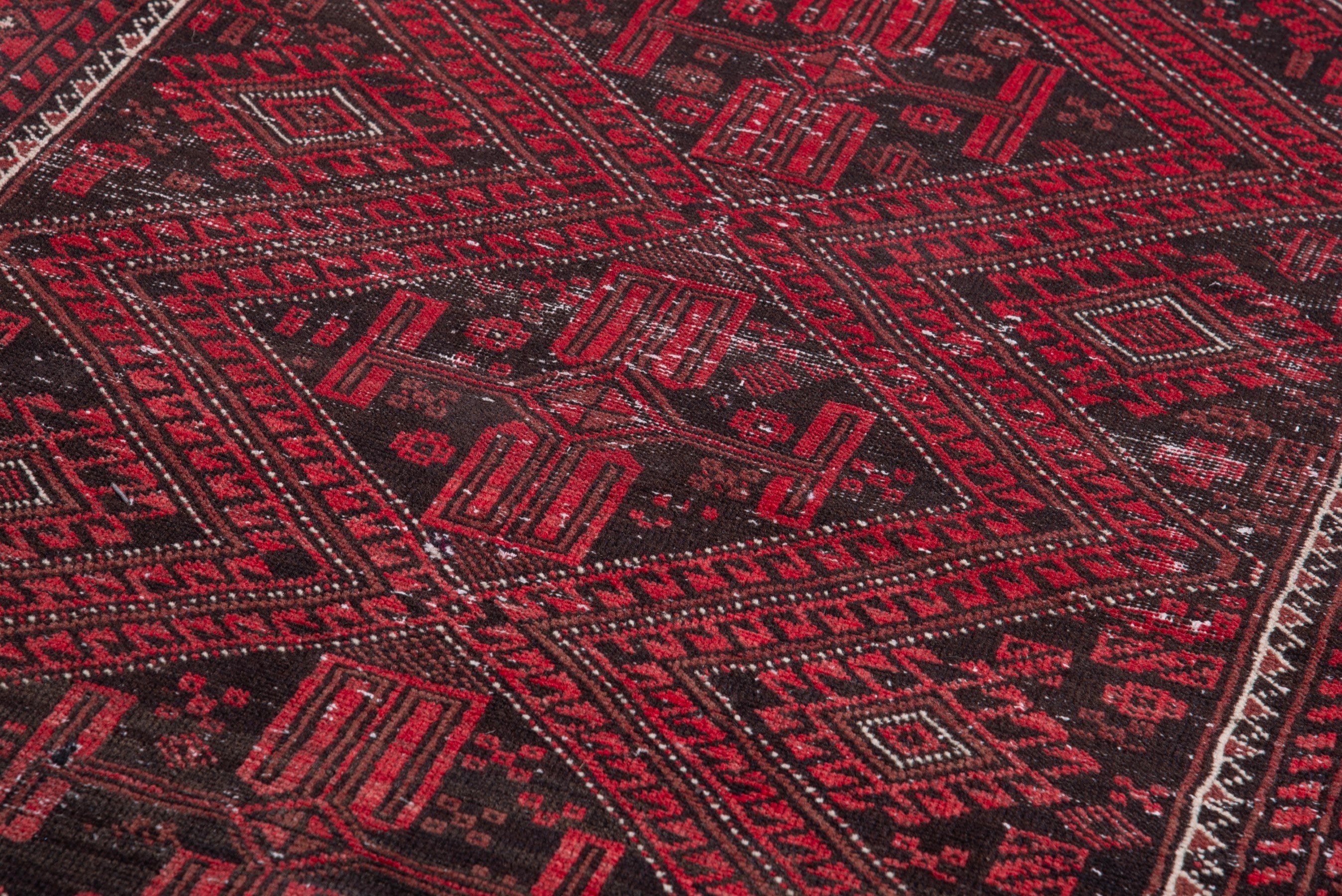 Persian Baluch runner rug in burgundy and deep red, view 9 of 16
