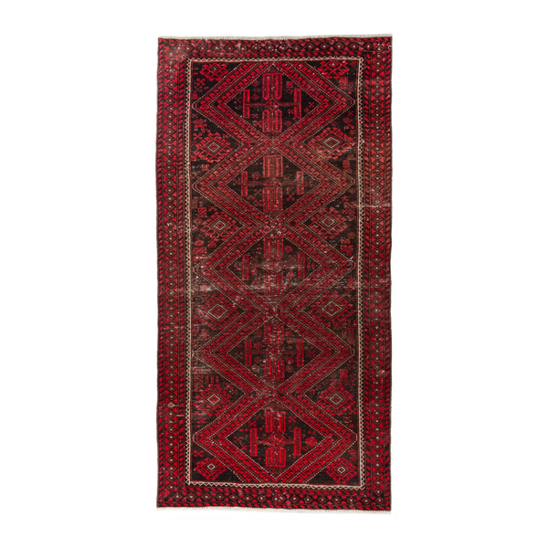Persian Baluch runner rug in burgundy and deep red, 3'1" x 6'4"