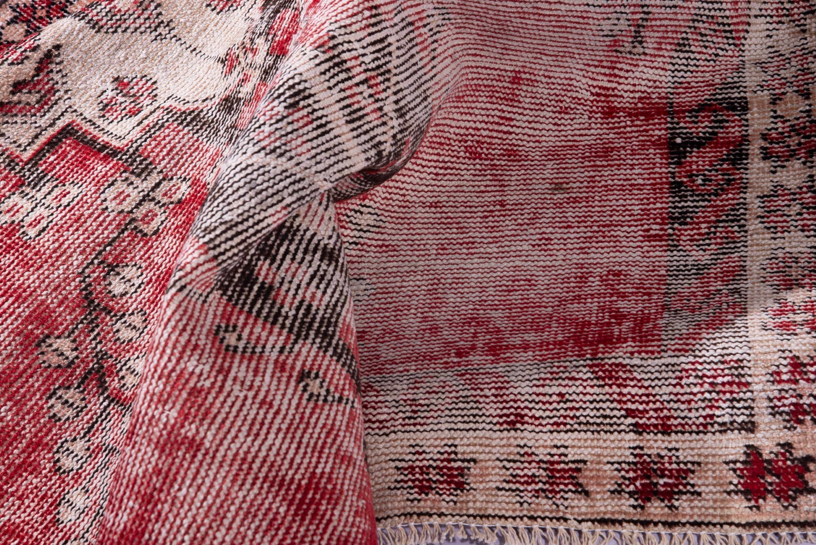 Persian Ferdos accent rug in faded red and stone, view 14 of 15