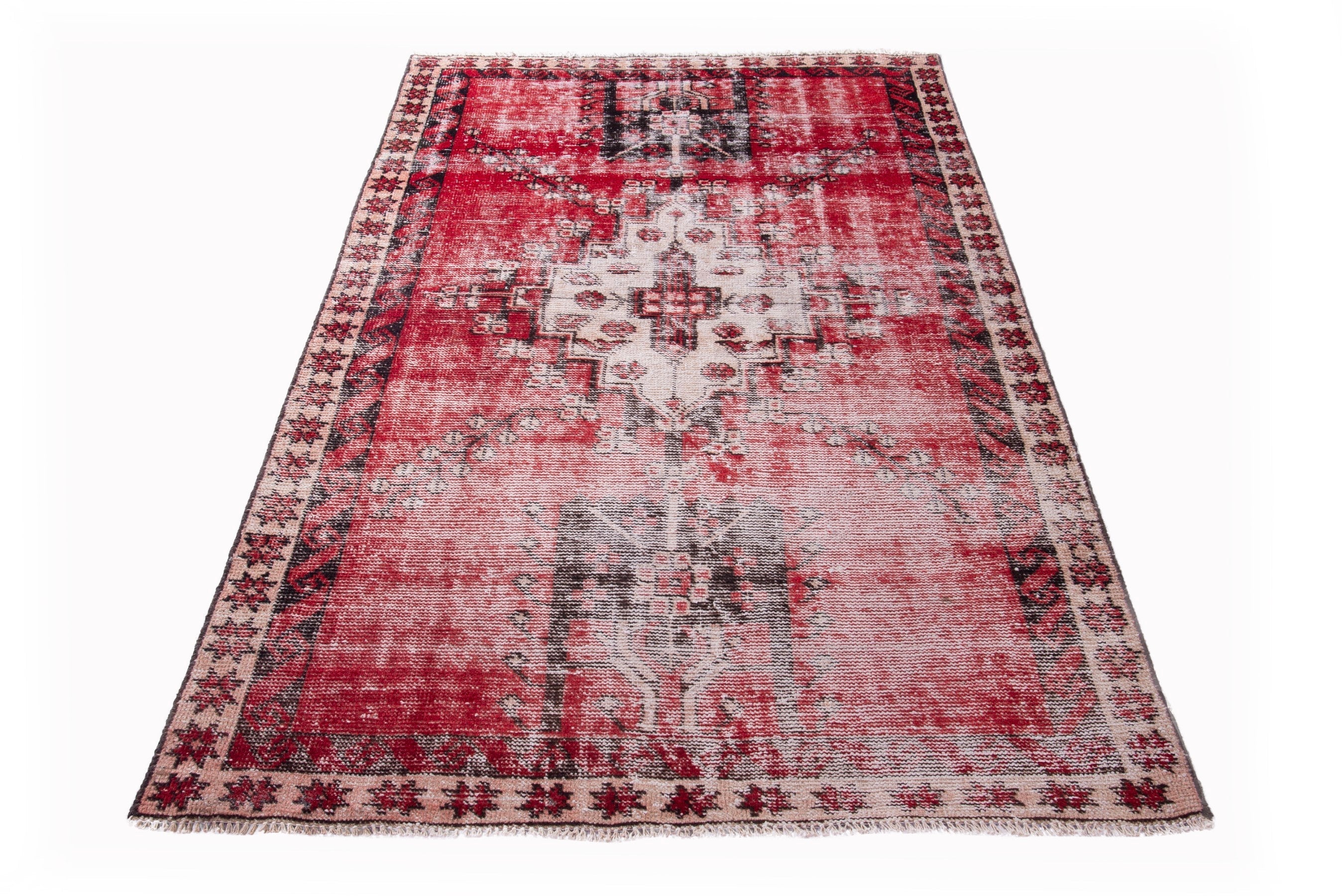 Persian Ferdos accent rug in faded red and stone, view 2 of 15