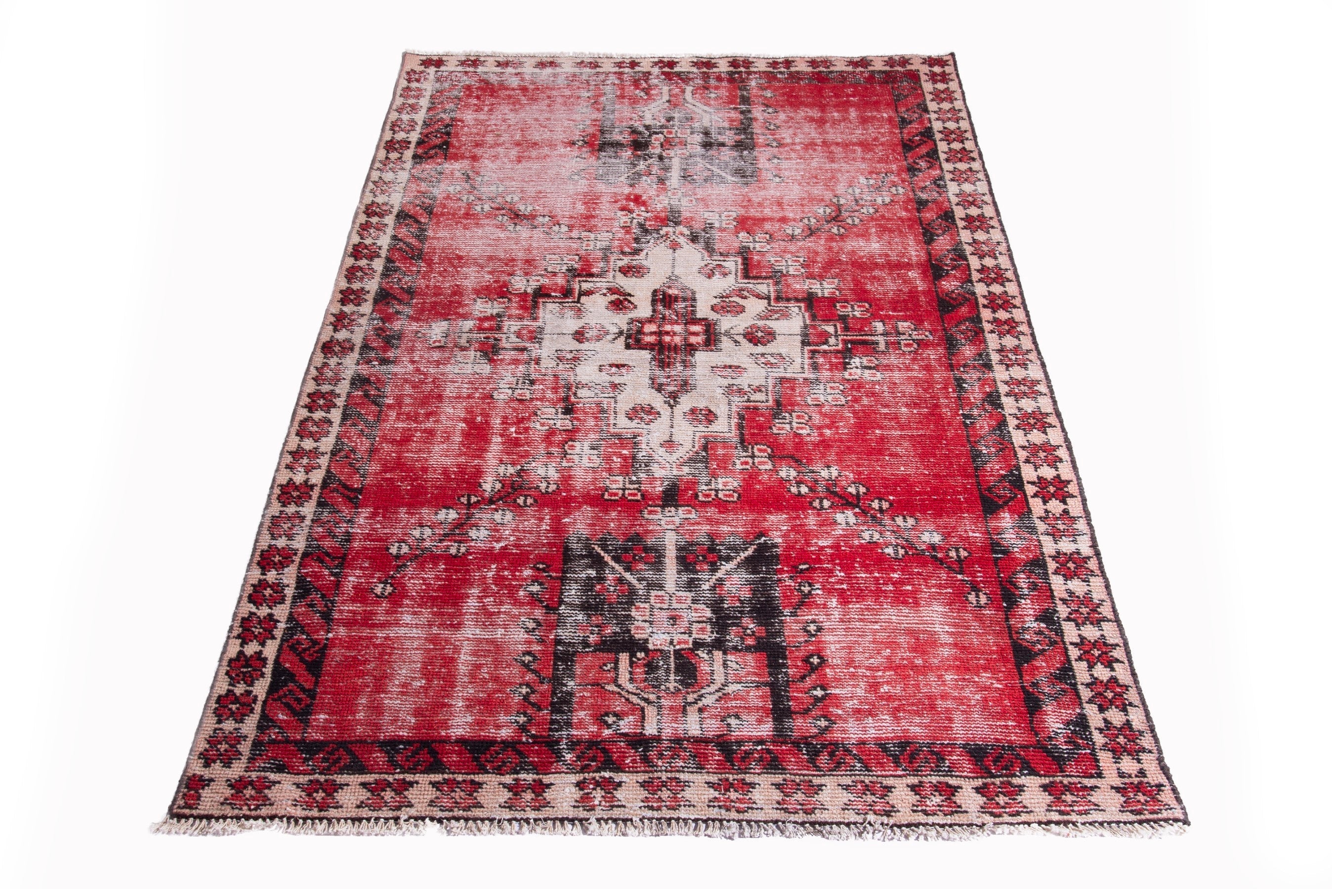 Persian Ferdos accent rug in faded red and stone, view 3 of 15