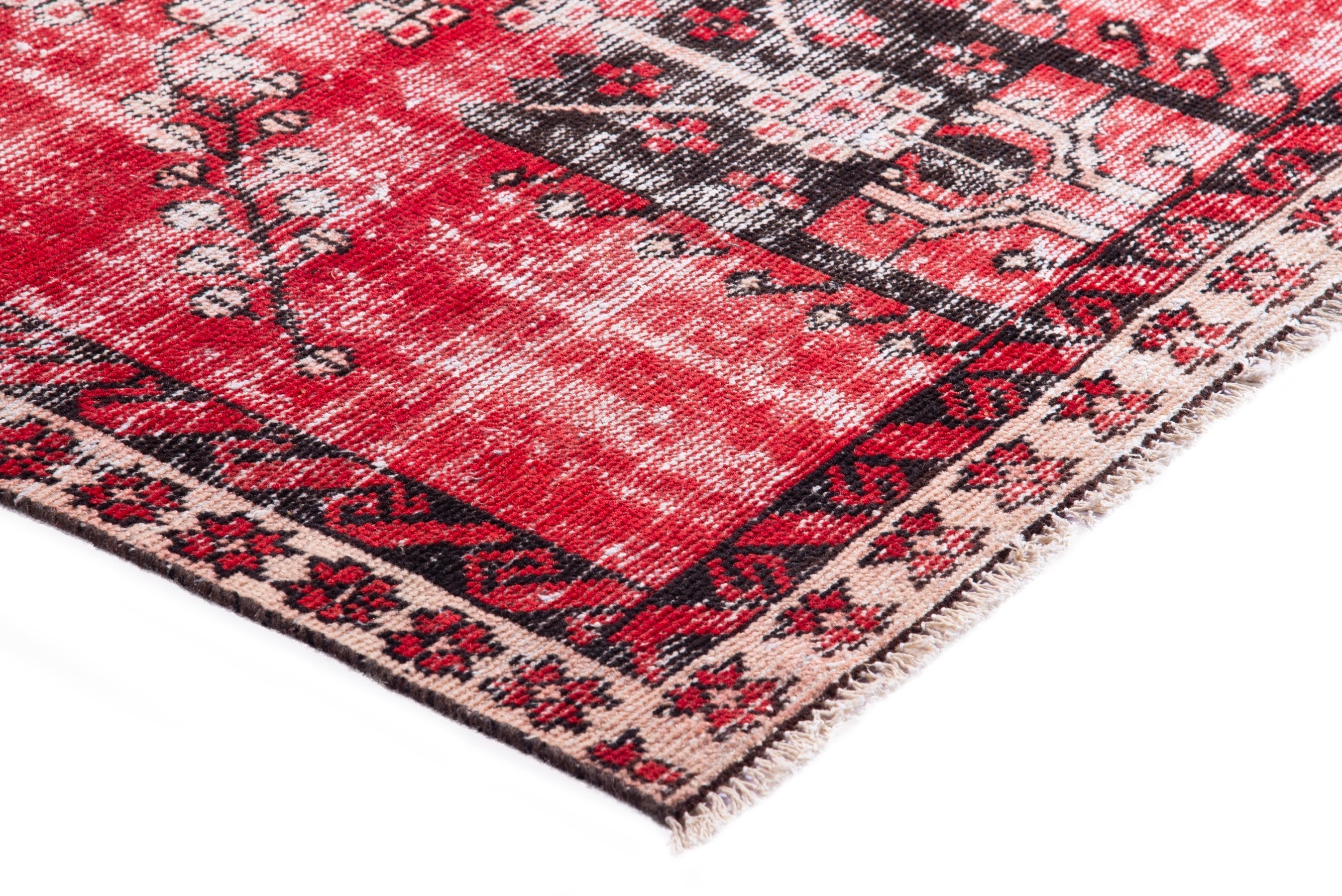 Persian Ferdos accent rug in faded red and stone, view 6 of 15