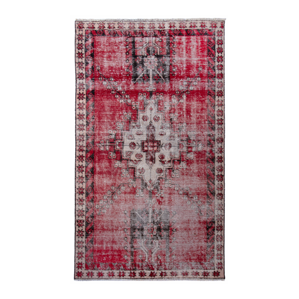 Persian Ferdos accent rug in faded red and stone, 3'6" x 6'4"