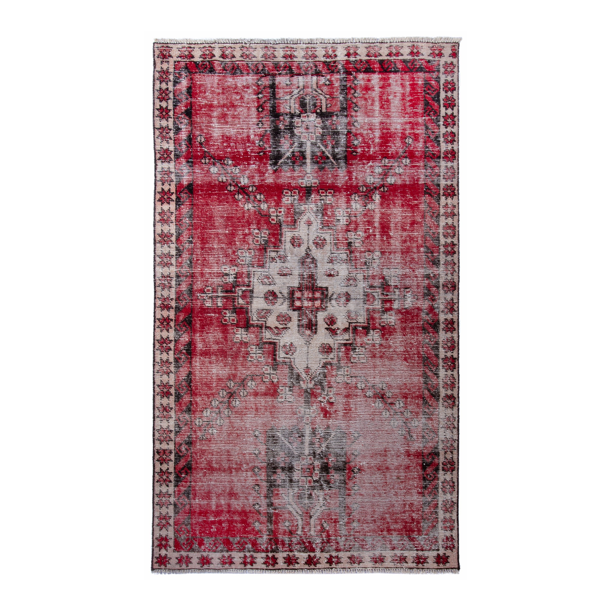 Persian Ferdos accent rug in faded red and stone, 3'6" x 6'4"