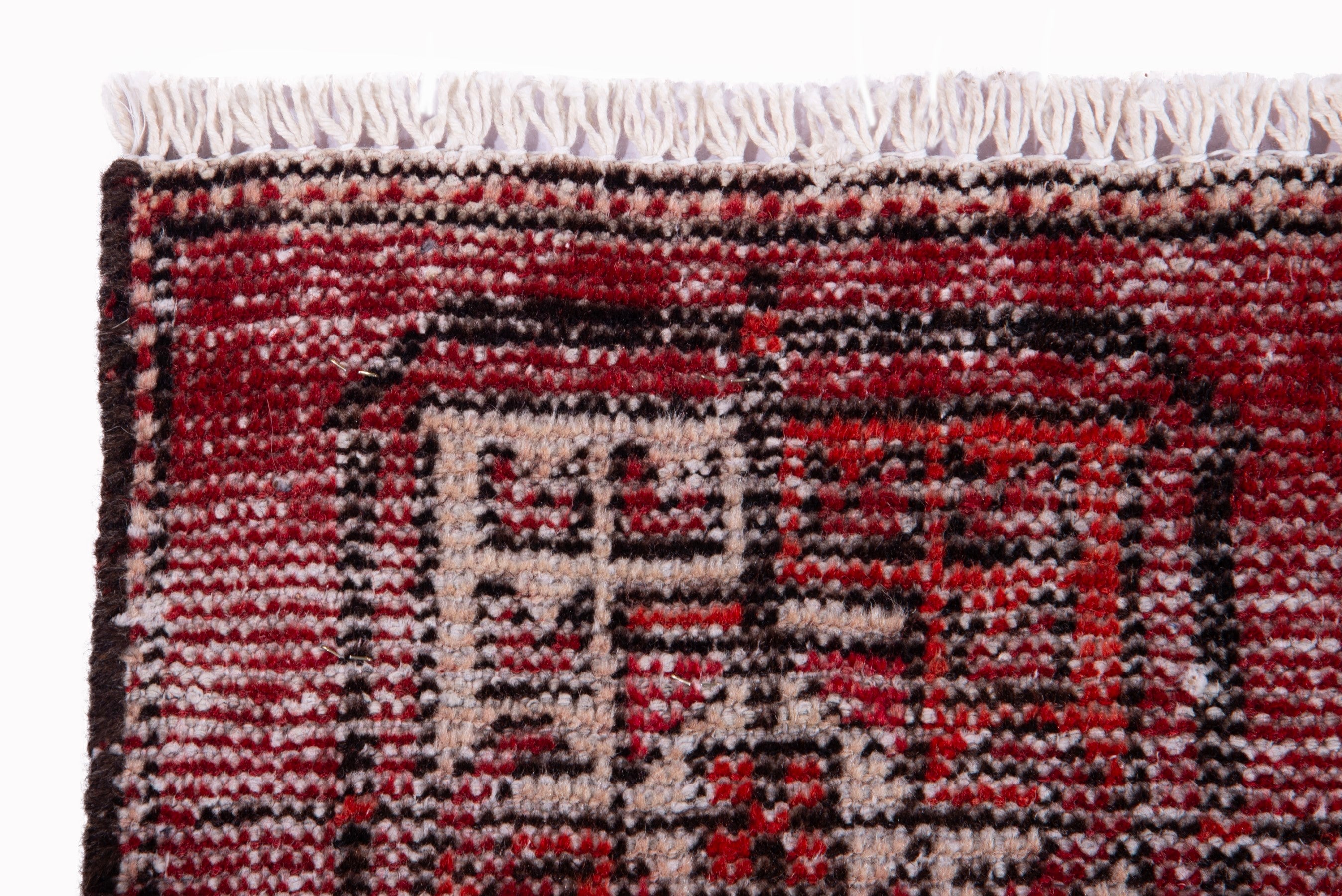 Persian Ferdos accent rug in burgundy and muted pink, view 9 of 15