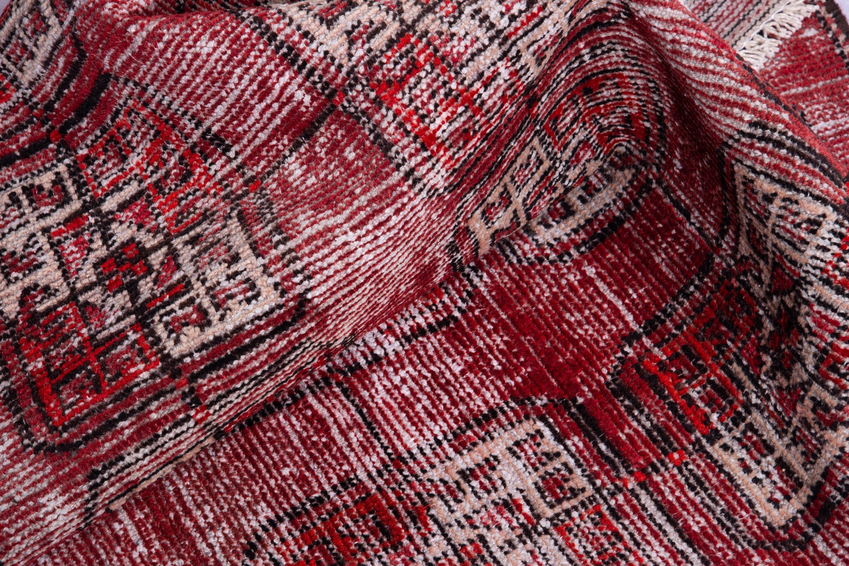 Persian Ferdos accent rug in burgundy and muted pink, view 14 of 15