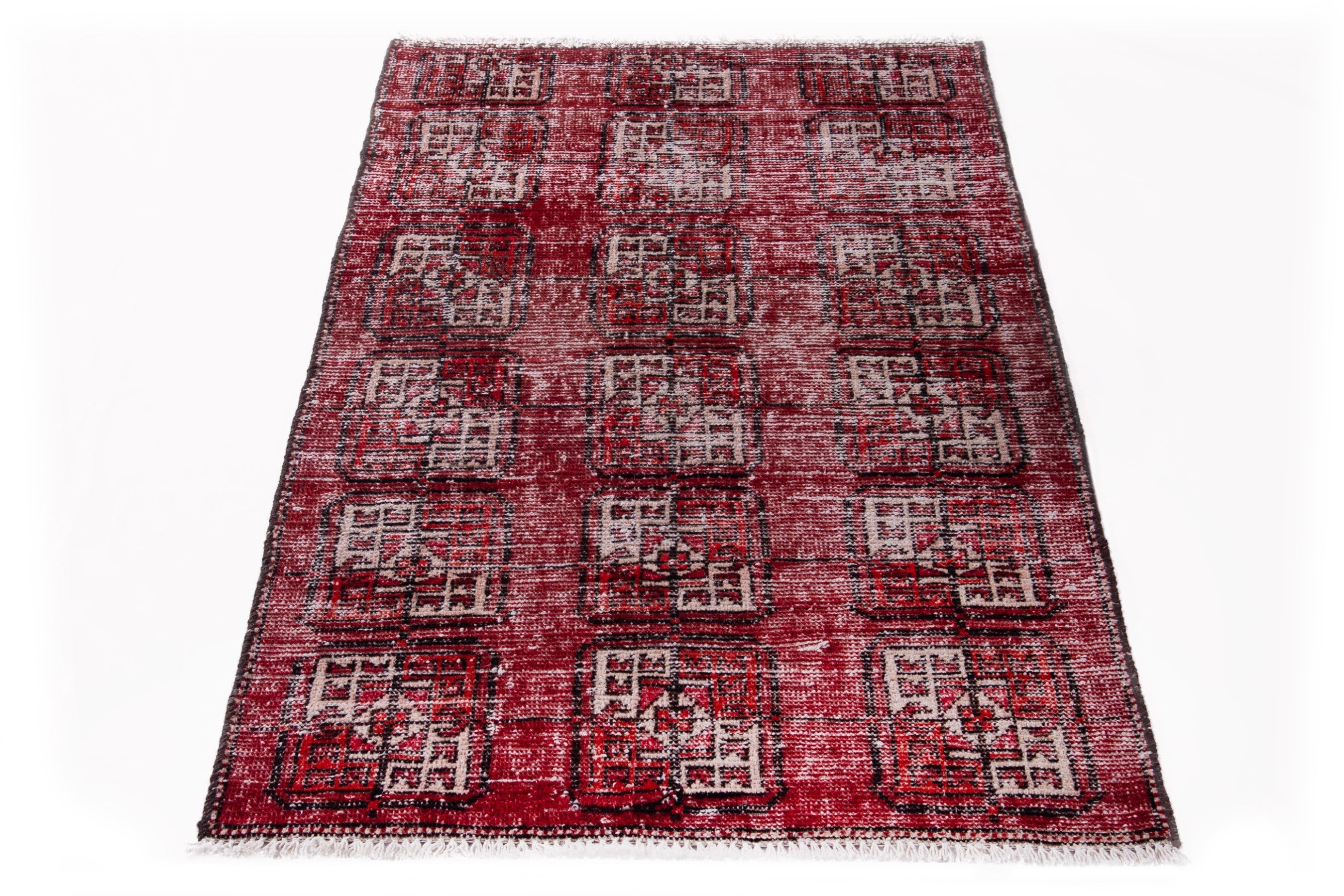 Persian Ferdos accent rug in burgundy and muted pink, view 2 of 15