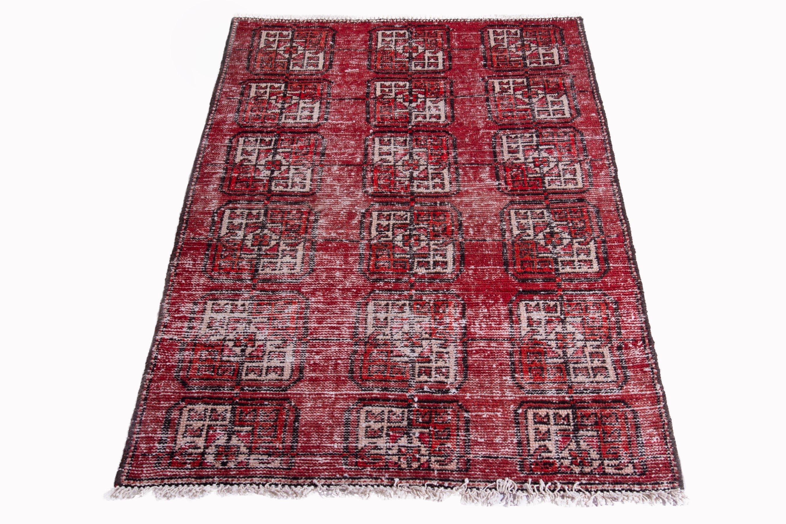 Persian Ferdos accent rug in burgundy and muted pink, view 3 of 15