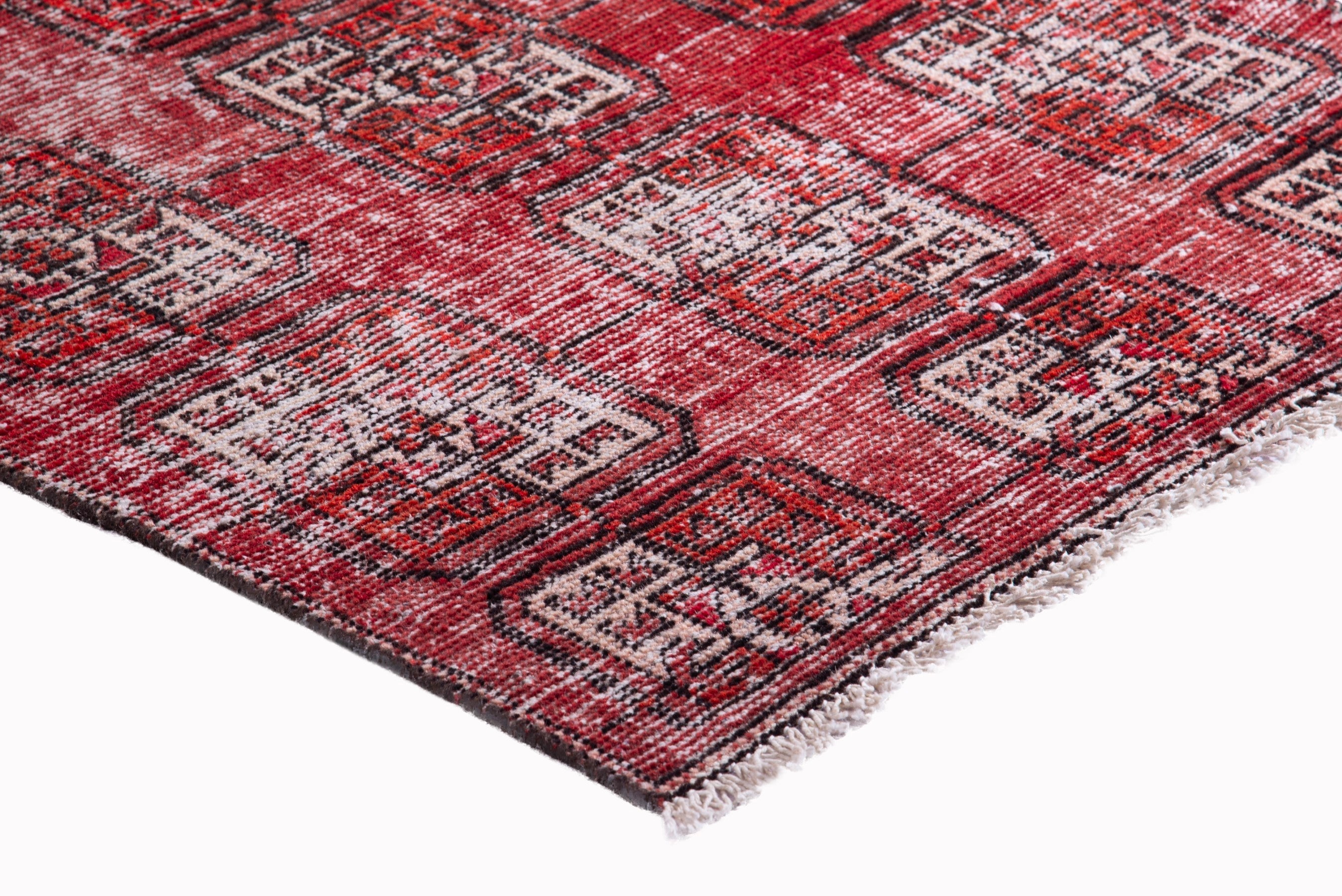 Persian Ferdos accent rug in burgundy and muted pink, view 6 of 15