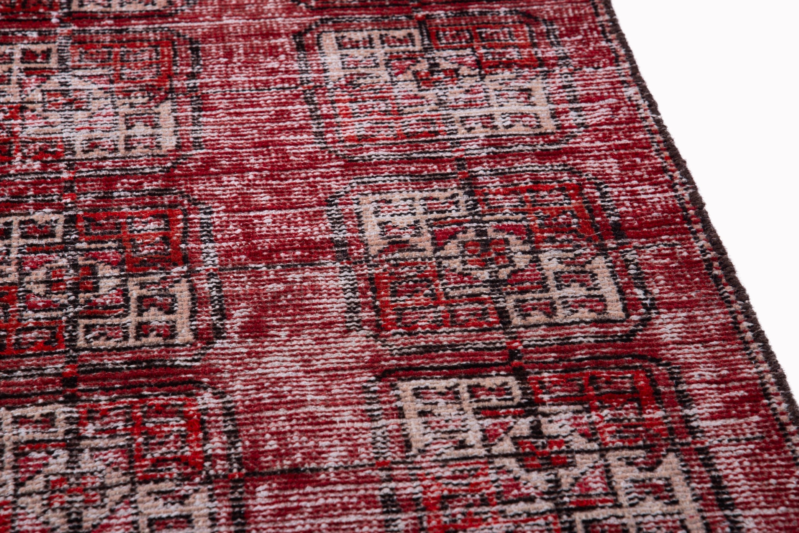Persian Ferdos accent rug in burgundy and muted pink, view 7 of 15