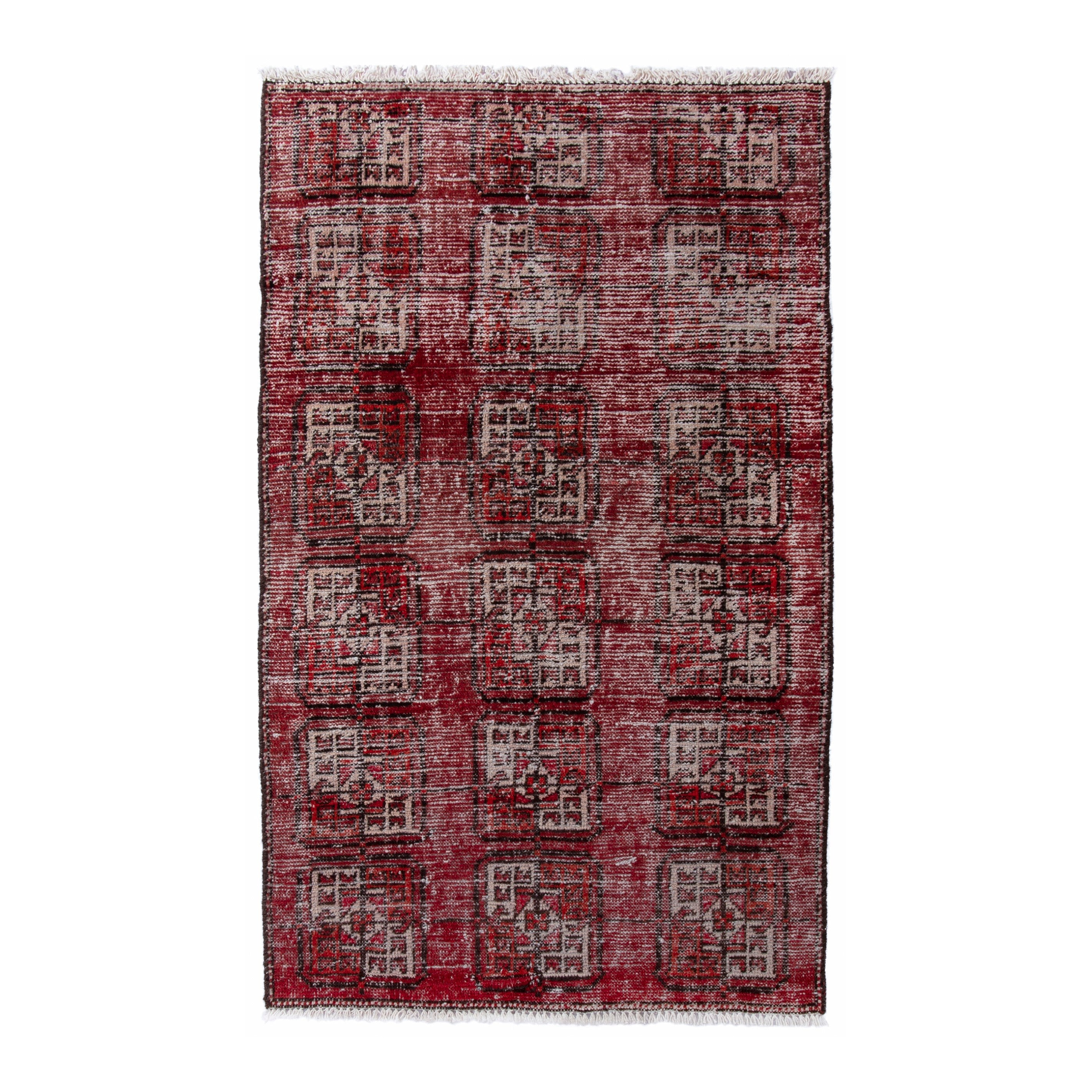 Persian Ferdos accent rug in burgundy and muted pink, 2'8" x 4'7"