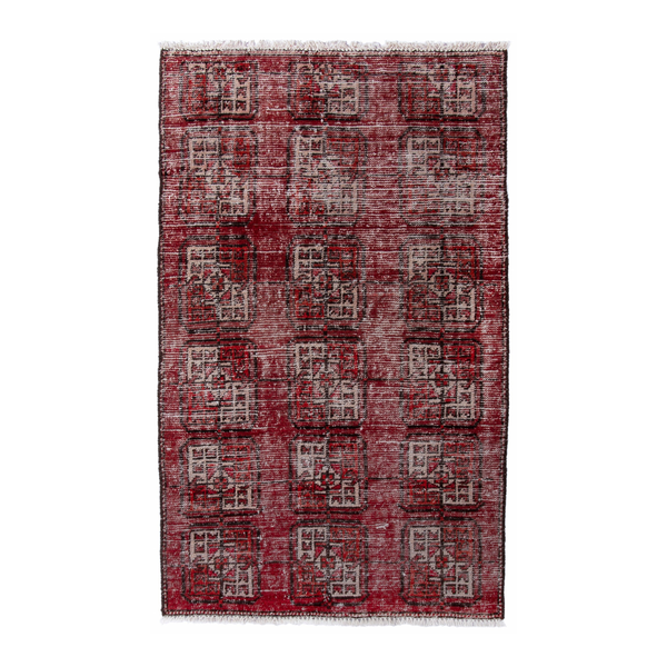 Persian Ferdos accent rug in burgundy and muted pink, 2'8" x 4'7"