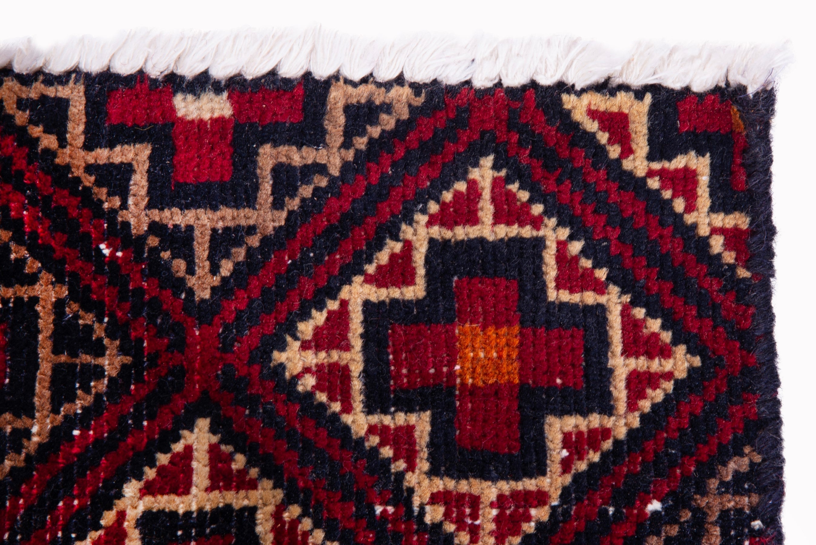 Persian Baluch runner rug in burgundy and deep red, view 13 of 17