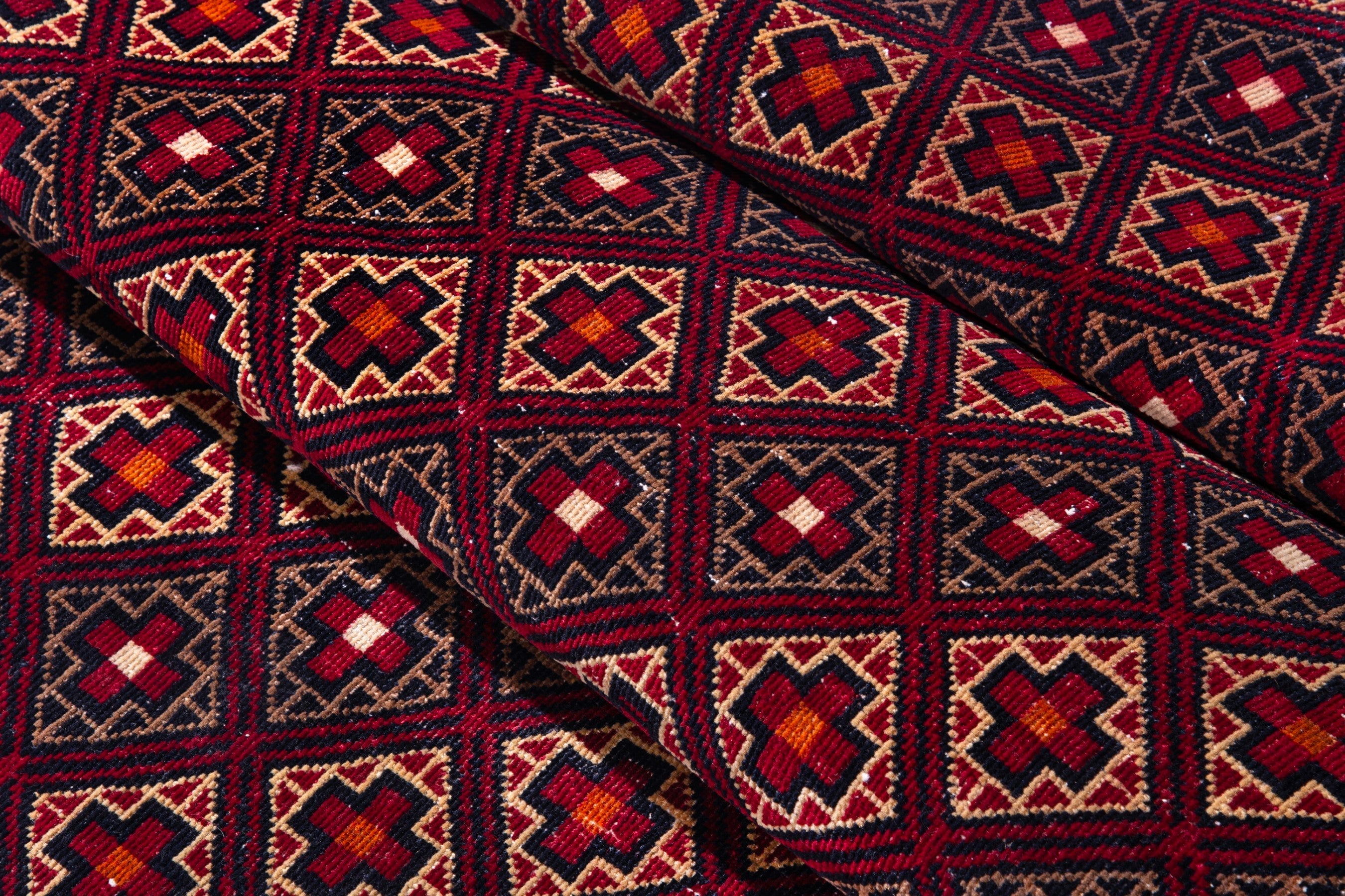 Persian Baluch runner rug in burgundy and deep red, view 14 of 17